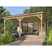 26% Rabatt ! Fjordholz Gartenhütte Modell Poel-4 mit Vordach