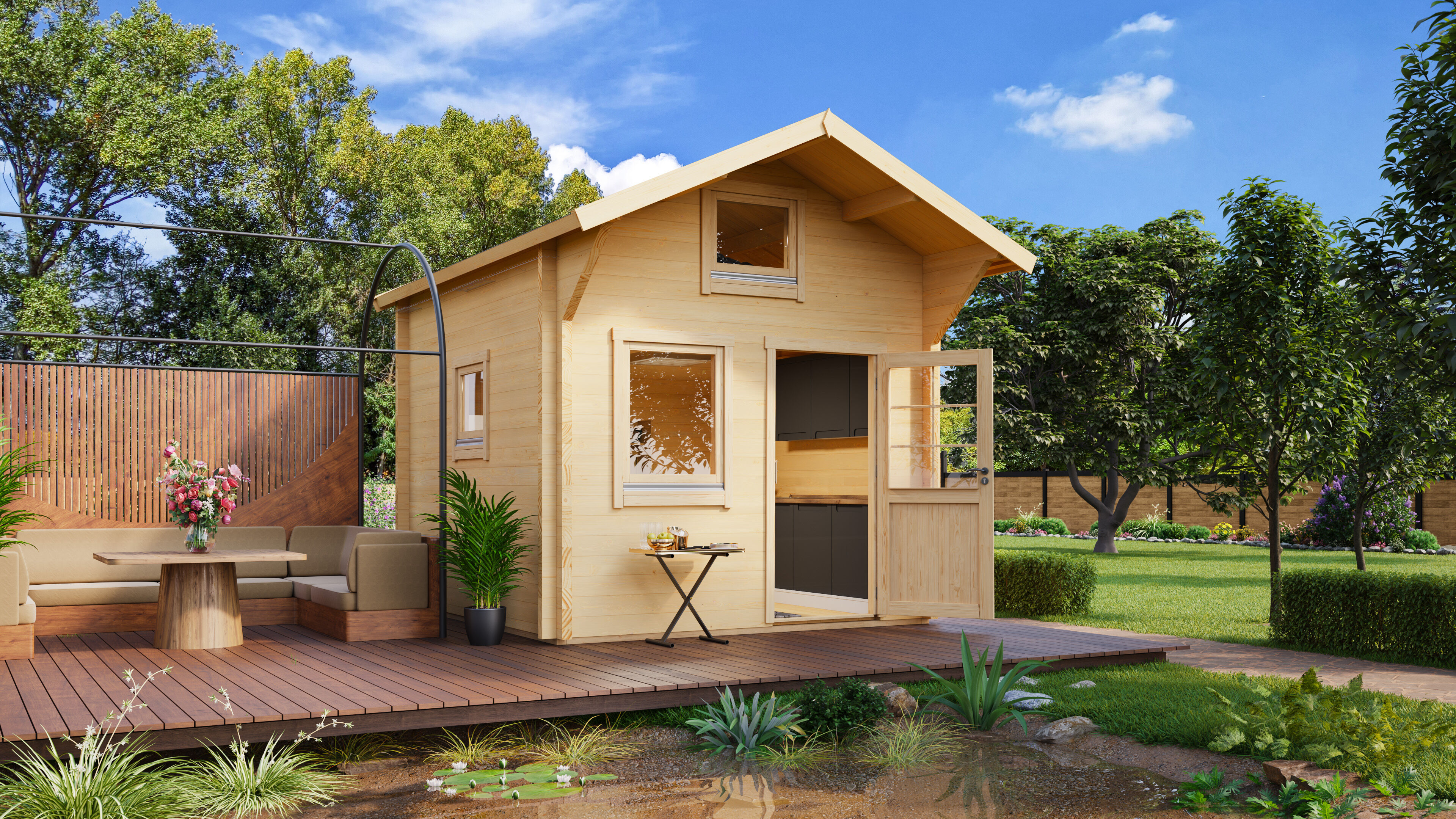 26% Rabatt ! Fjordholz Satteldach Gartenhütte Modell Sönke 70 A 4x3m