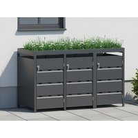 26% Rabatt ! StarLine 3er Mülltonnenbox Stabilo mit Pflanzdach 2x1m