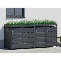 25% Rabatt ! StarLine 4er Mülltonnenbox Stabilo mit Pflanzdach 2x1m