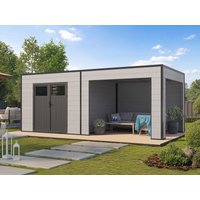 26% Rabatt ! WPC Gartenhütte Modell Cubus Lounge 16,25 m² 5x3m