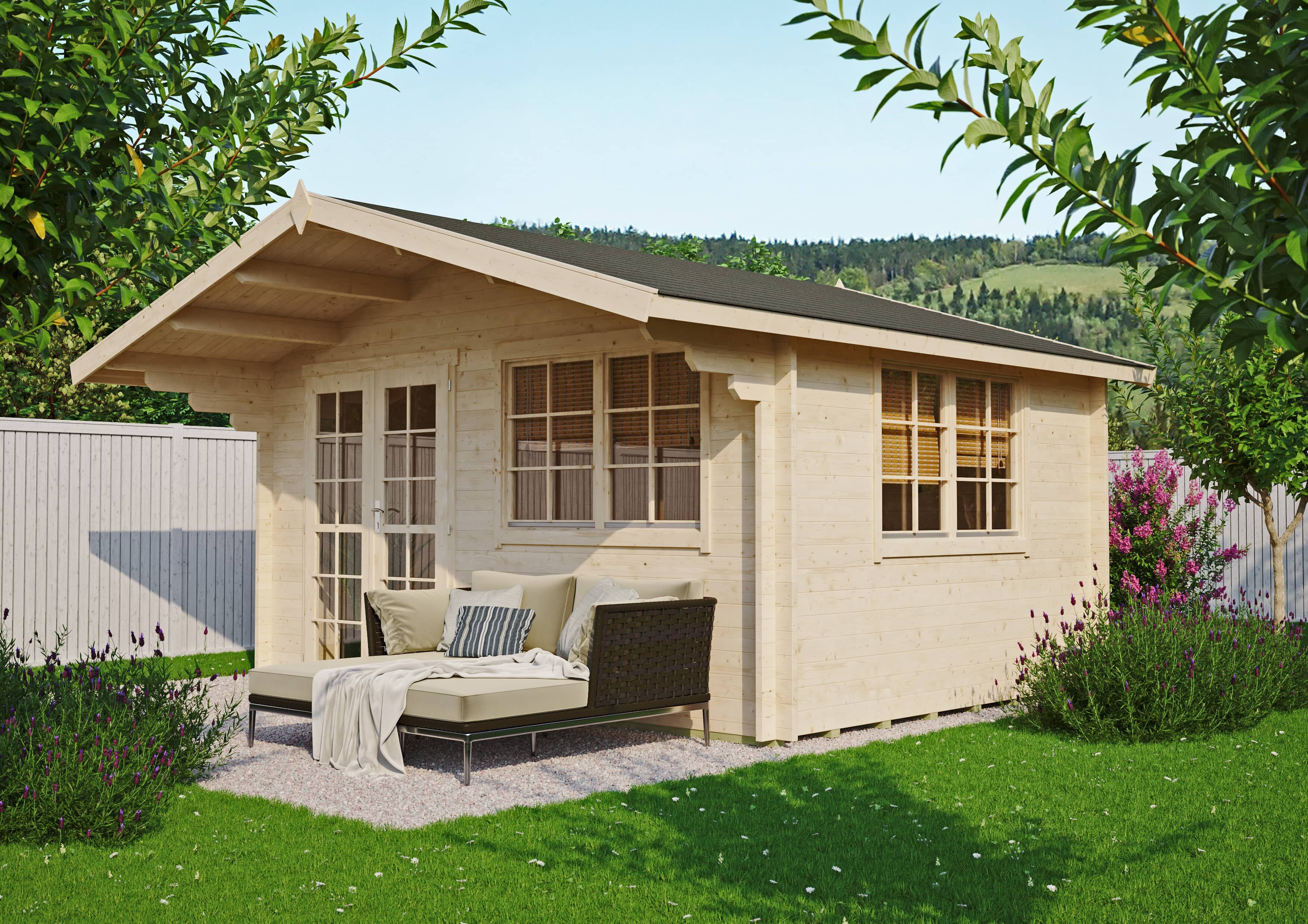 26% Rabatt ! Gartenhütte Modell Carl 40 B / natur 4x3m