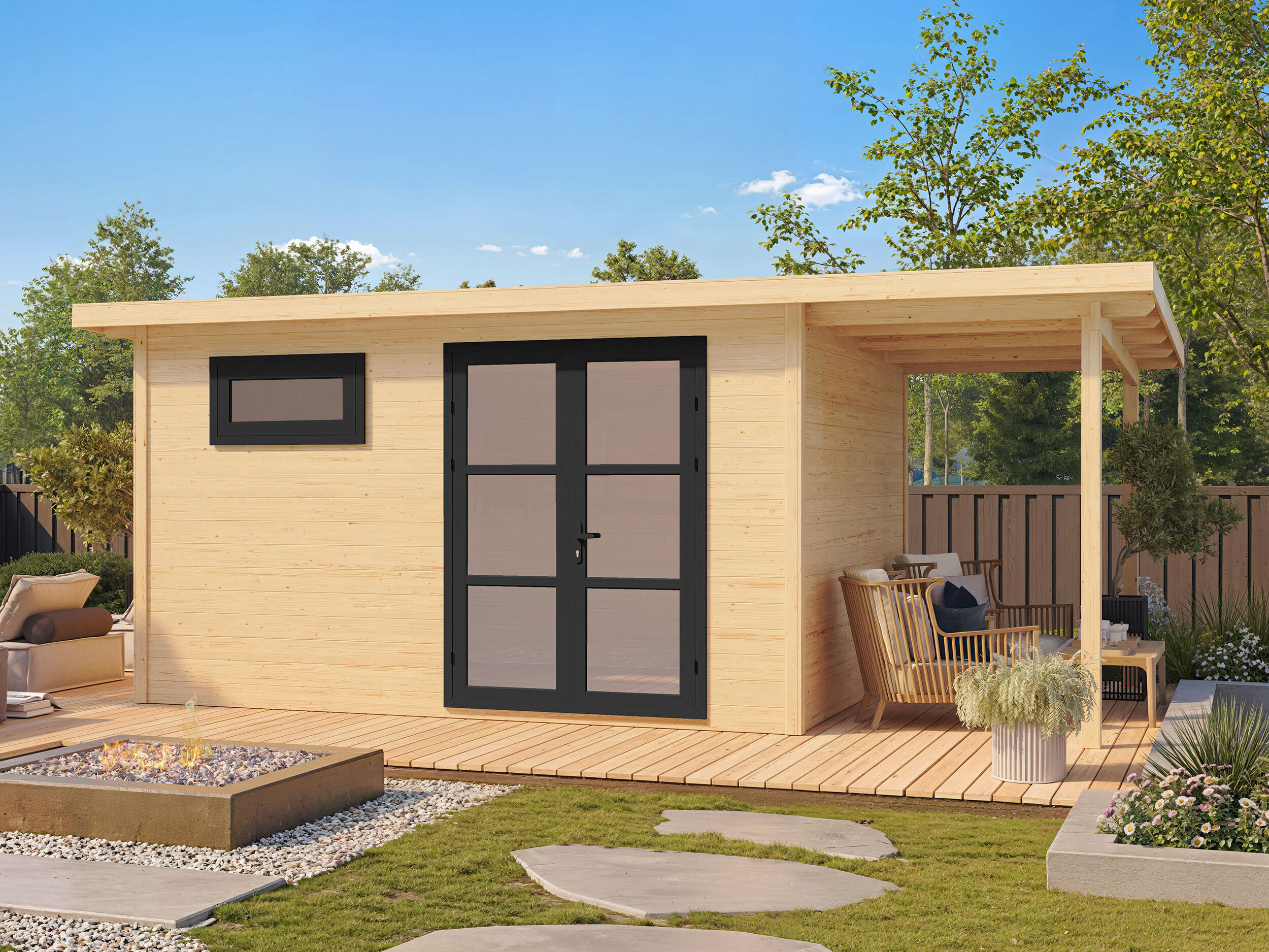 26% Rabatt ! Fjordholz Gartenhütte Modell Alu Line 28-E 4x3m
