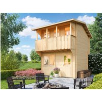 26% Rabatt ! 2-stöckiges Fjordholz Satteldach Gartenhütte Modell 4x3m