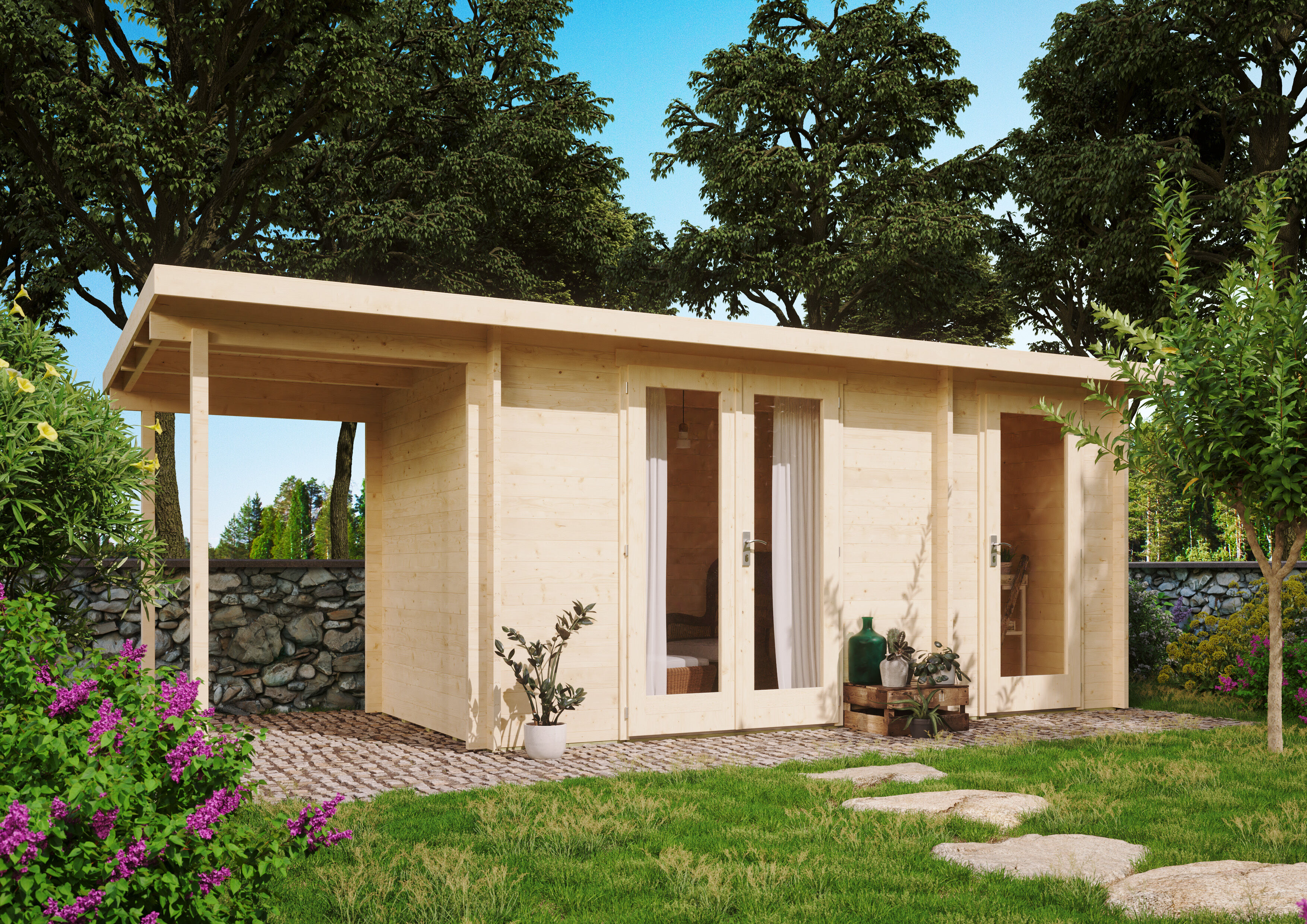 26% Rabatt ! Fjordholz Gartenhütte Modell Carin 44 A +SD 6x3m