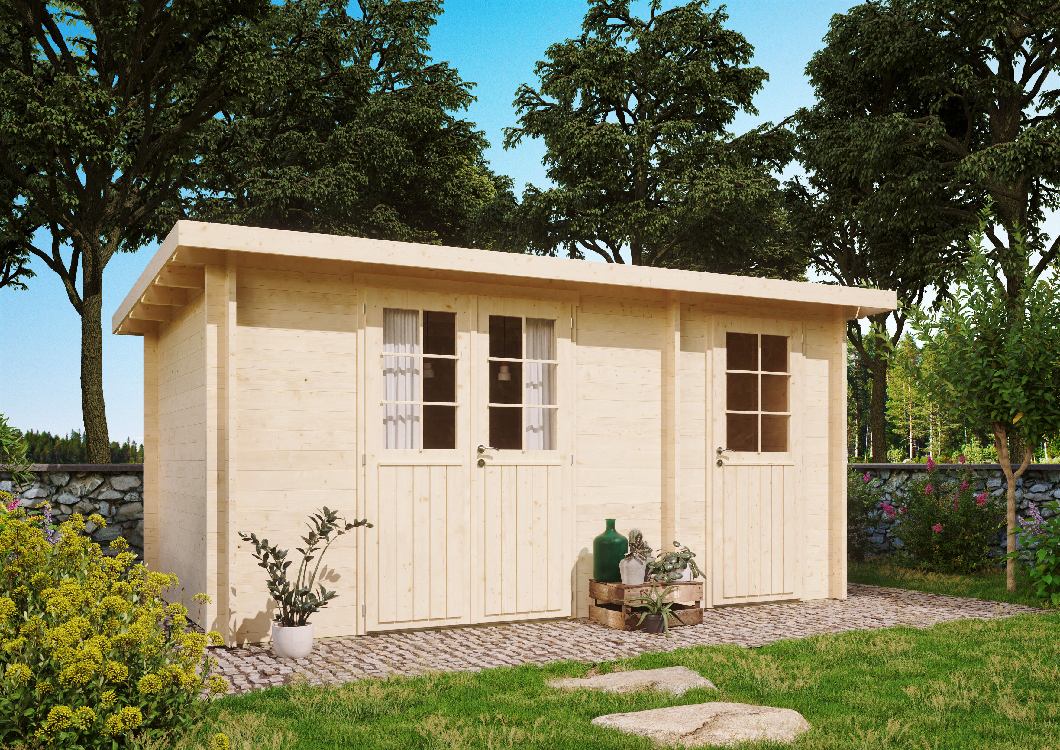 26% Rabatt ! Fjordholz Gartenhütte Modell Carin 44 B 5x3m