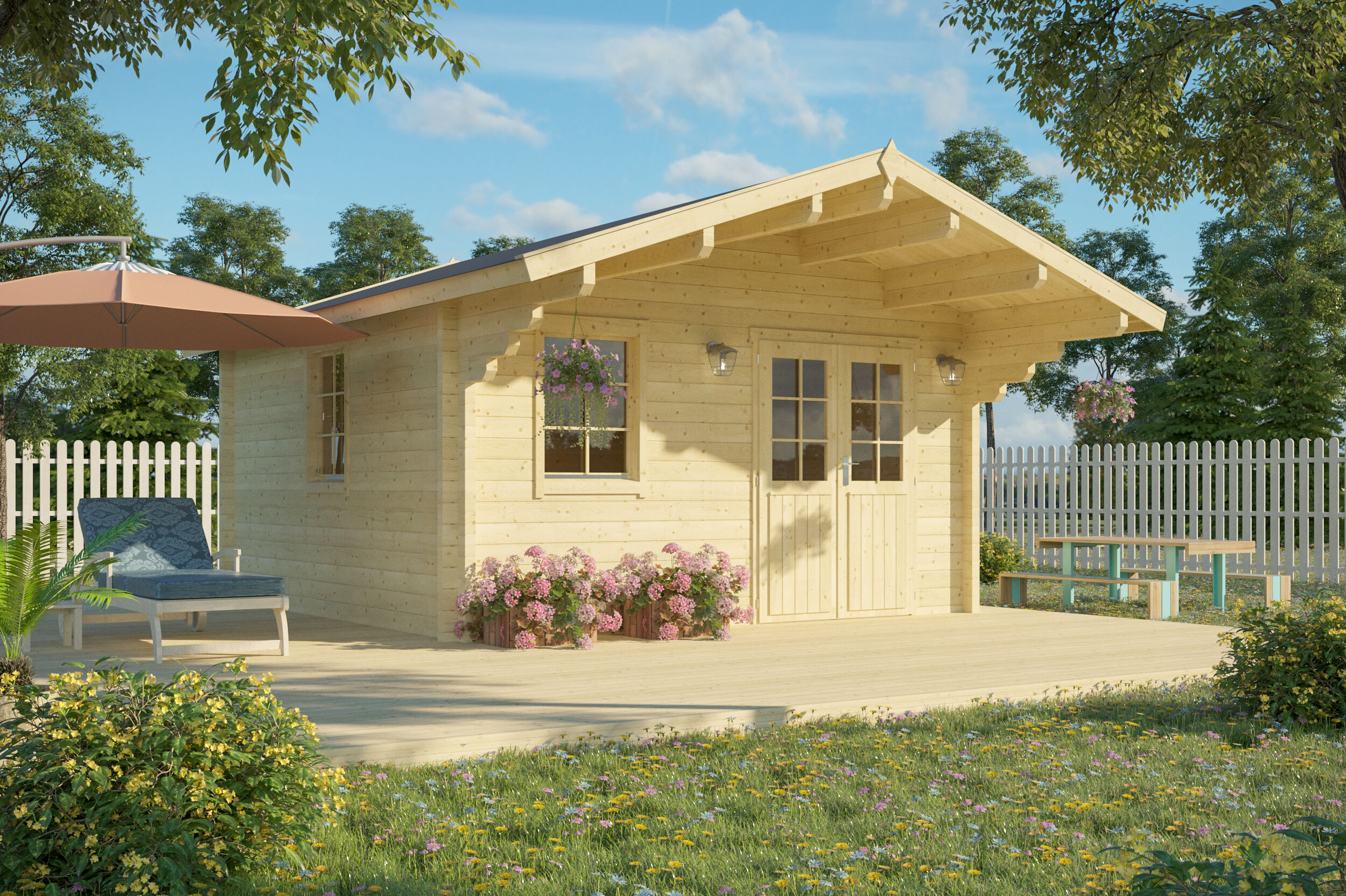 26% Rabatt ! Gartenhütte Modell Chicago 70 A 5x4m