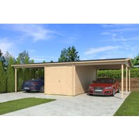 26% Rabatt ! Massiver Fjordholz Doppel-Carport mit Abstellraum