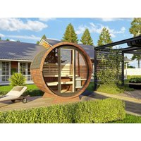 26% Rabatt ! Fjordholz Fass-Sauna Modell Leo mit Vollglasfront