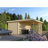 26% Rabatt ! Fjordholz Holzgarage mit Carport Modell Gettorf 44 6x5m