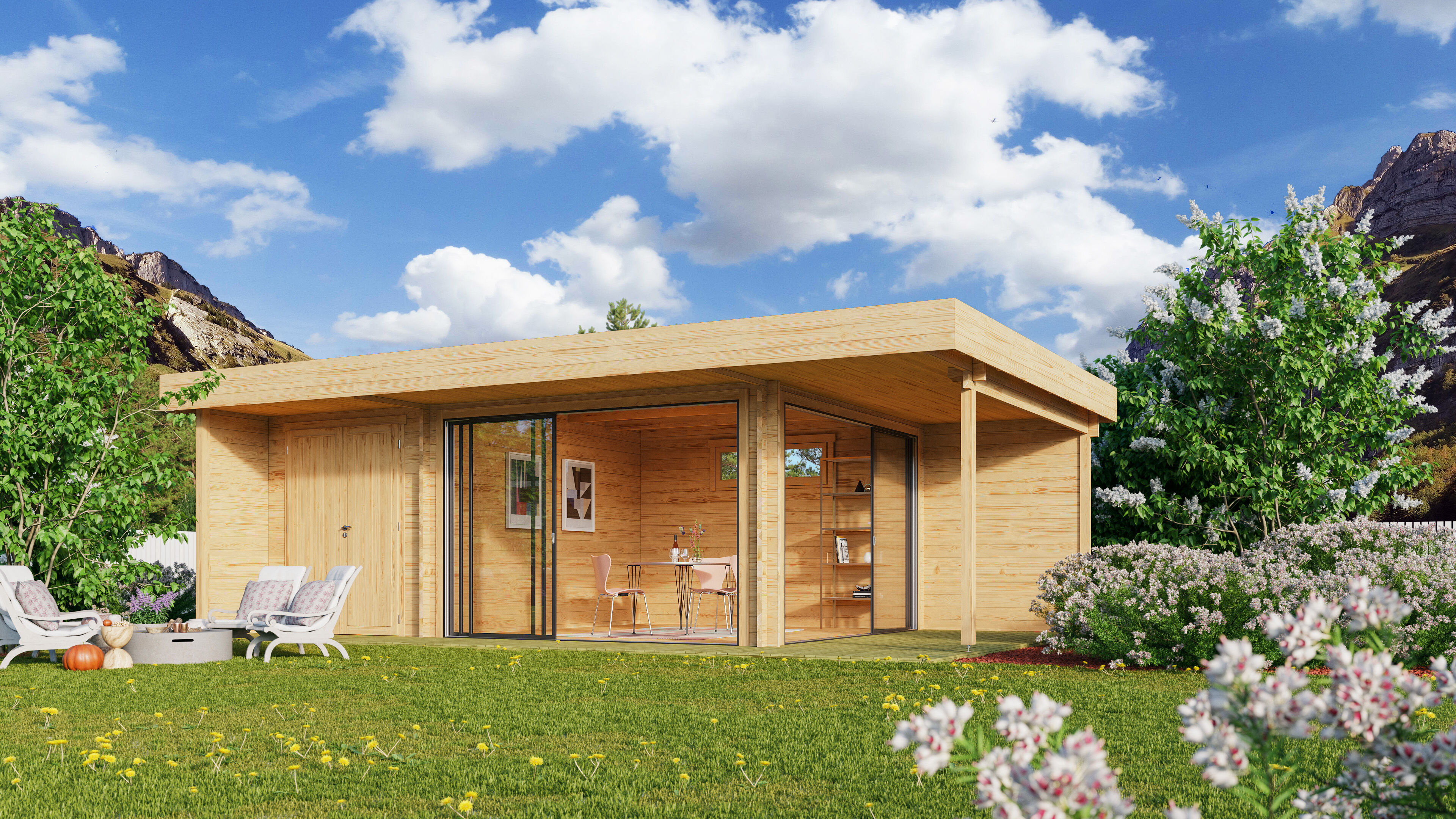 Fjordholz Gartenhütte Alu Concept Relax 44 C 6x4m