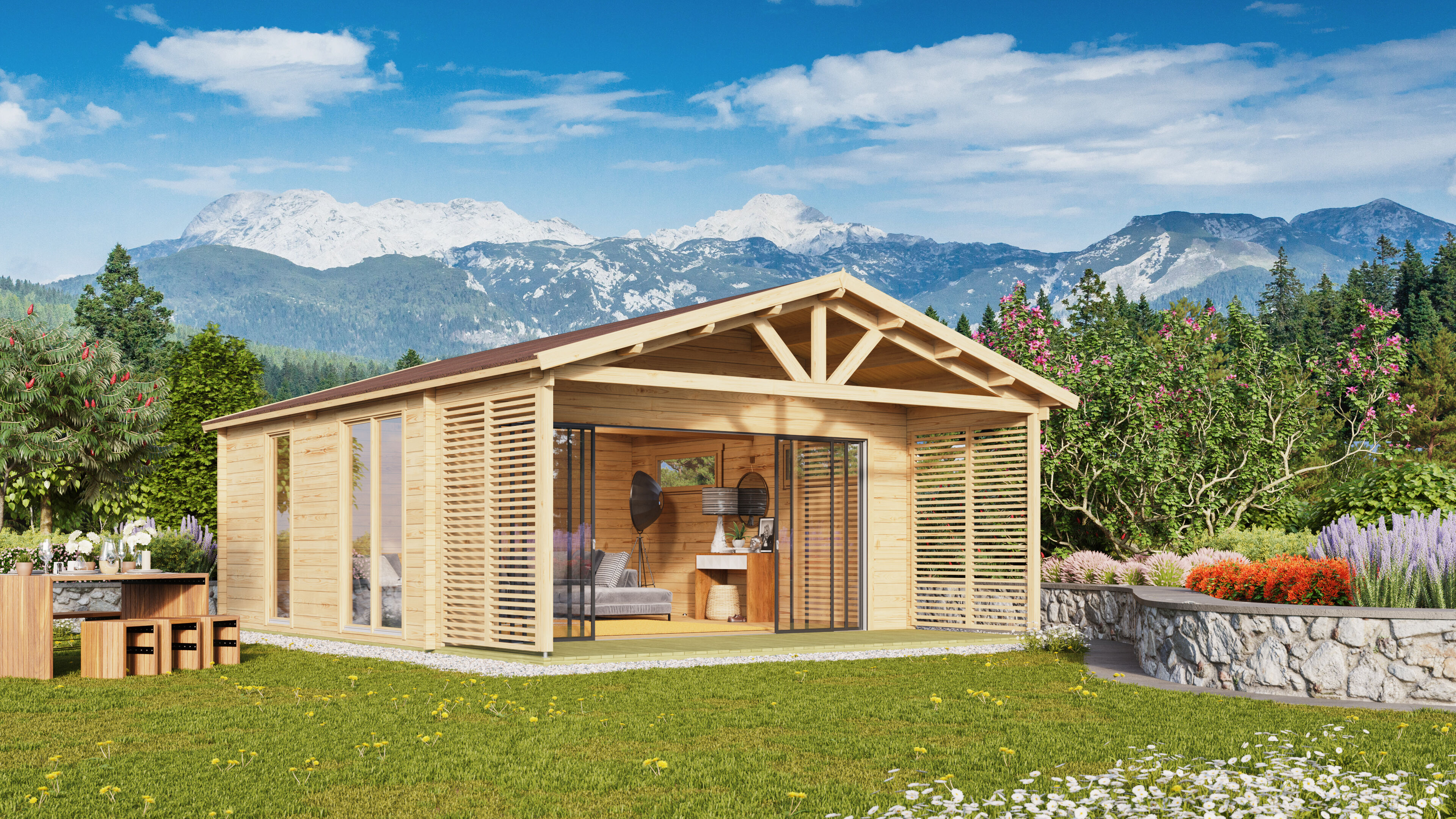 26% Rabatt ! Fjordholz Gartenhütte Alu Concept Arosa 44 C 5x4m