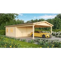 26% Rabatt ! Fjordholz Doppelgarage aus Holz mit Carport Modell