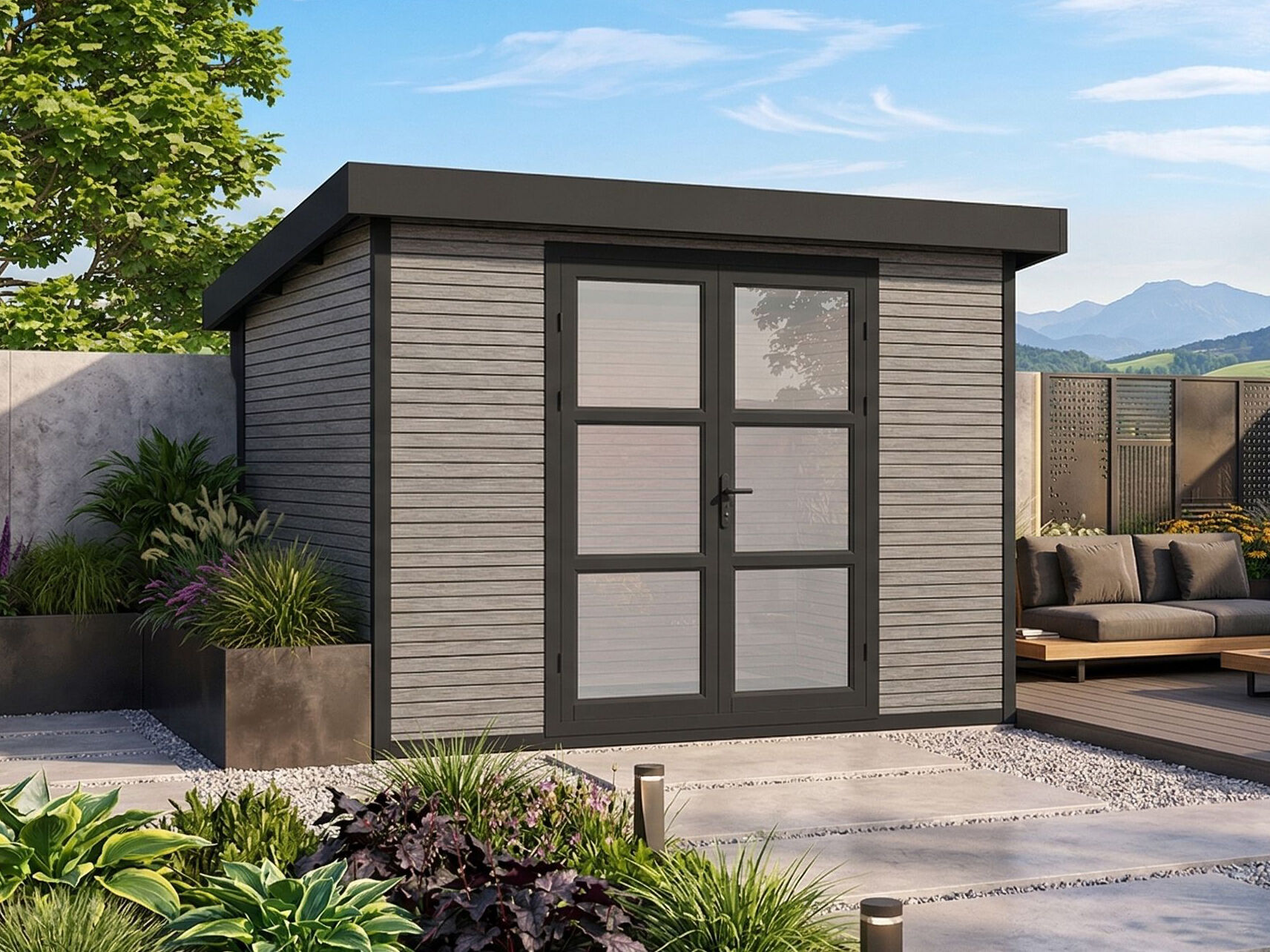 26% Rabatt ! WPC Gartenhaus Modell FineLine 5,8 m² Grau