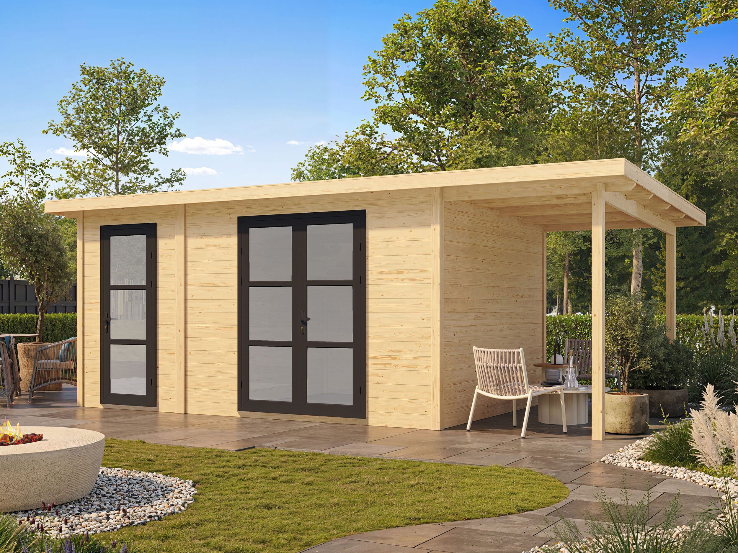 26% Rabatt ! Fjordholz Gartenhütte Modell Alu Line 28-G 4x4m
