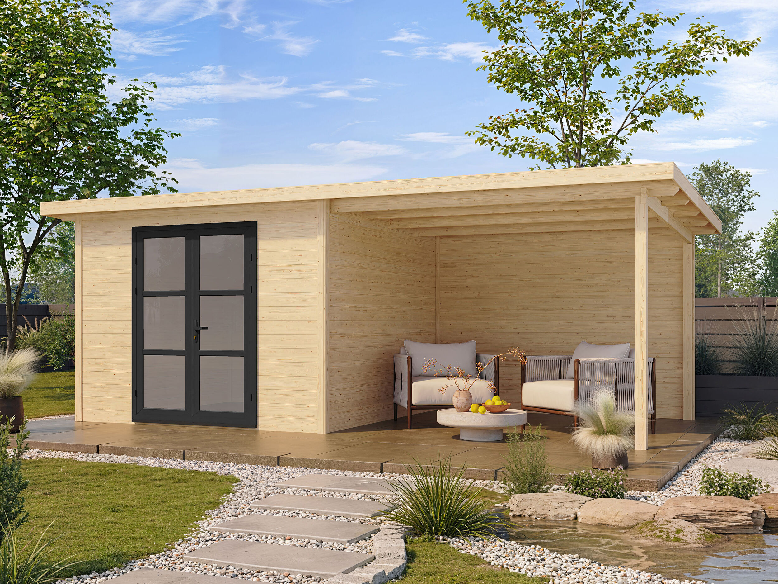 26% Rabatt ! Fjordholz Gartenhütte Modell Alu Line 28-C 3x3m