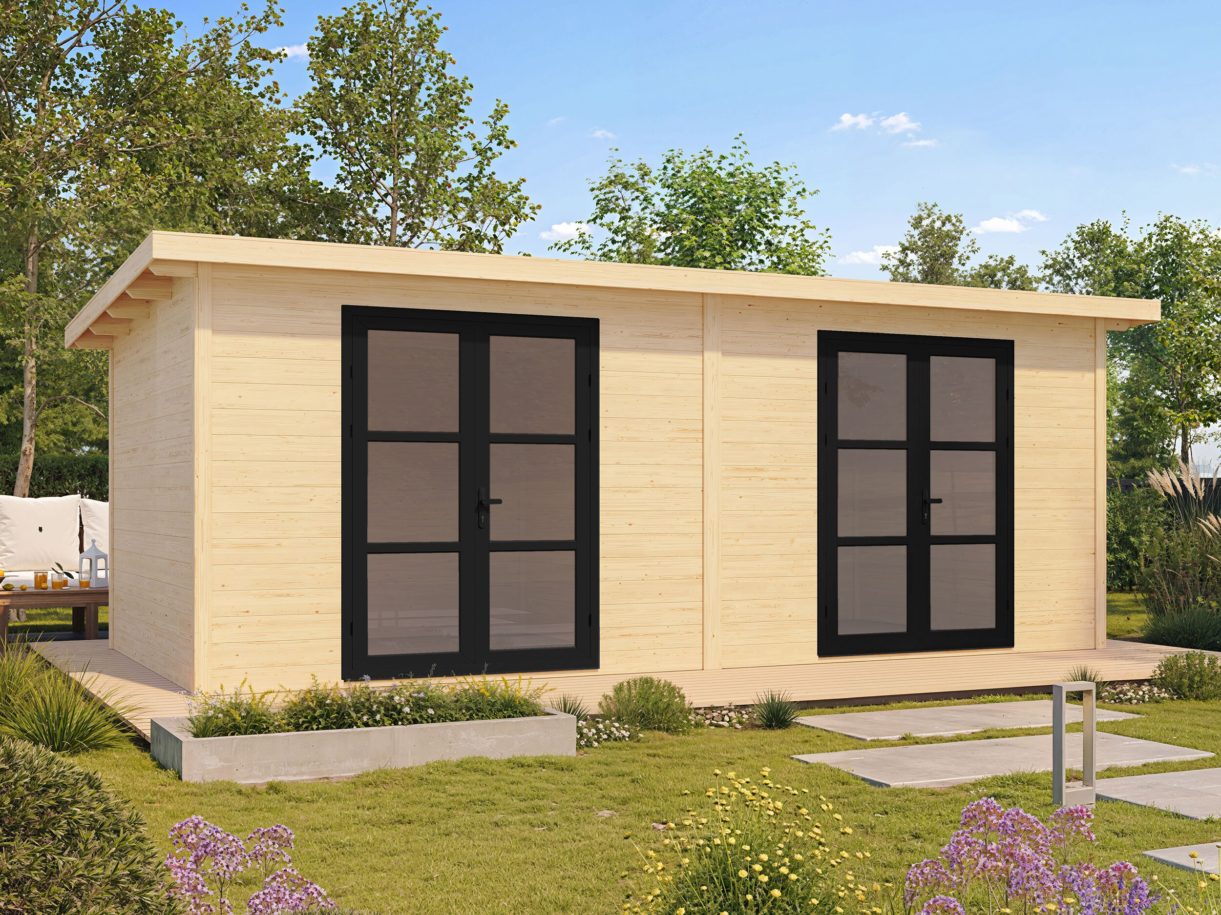 26% Rabatt ! Fjordholz Gartenhütte Modell Alu Line 28-H 6x3m