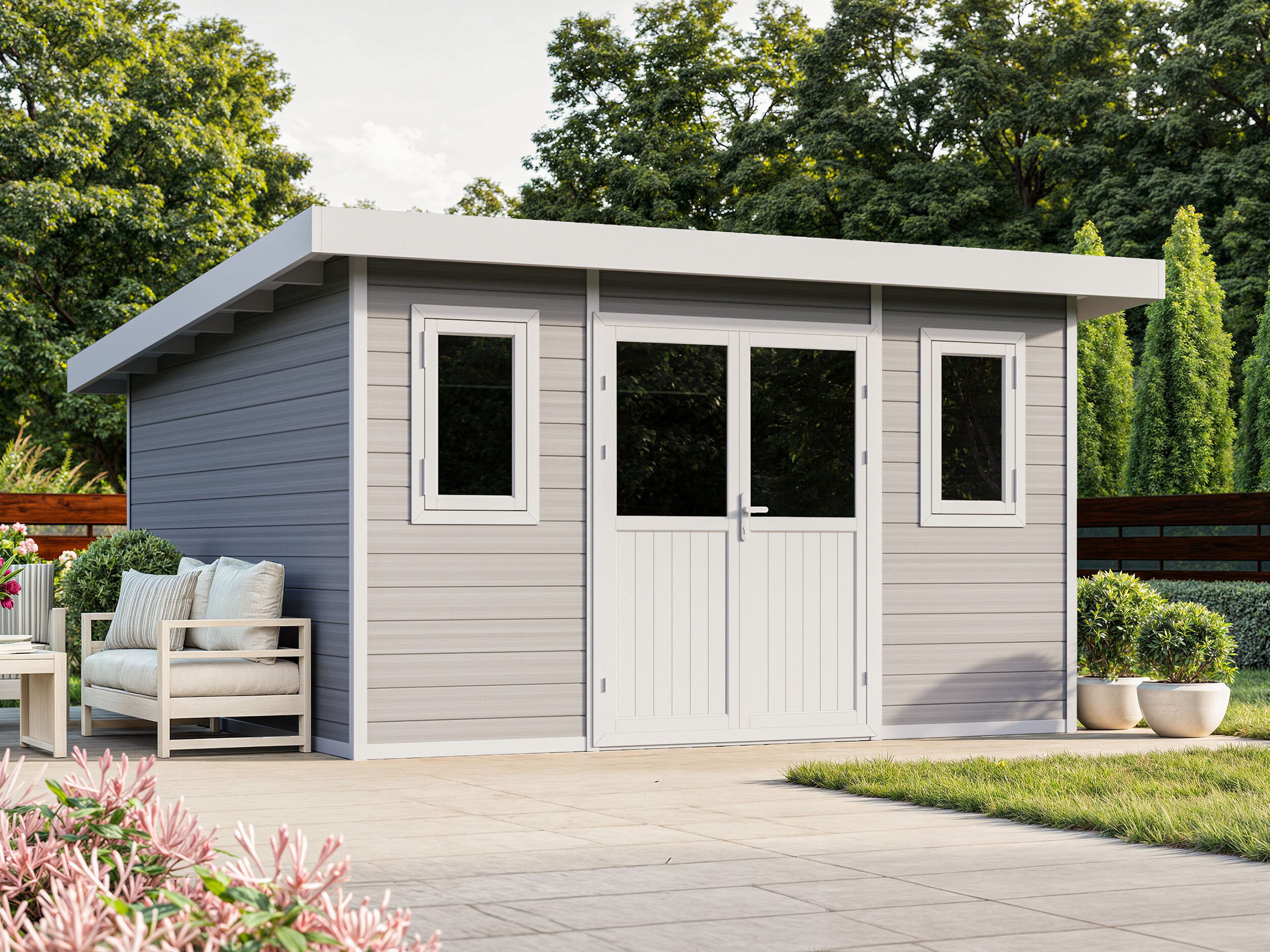 29% Rabatt ! WPC Gartenhaus Modell Nexo White 15,0 m²