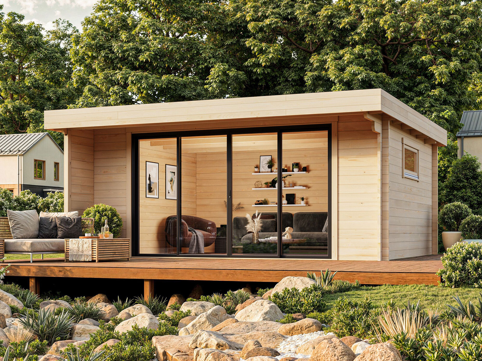 26% Rabatt ! Fjordholz Gartenhütte Modell Kubi 44 IsoSlide 5x4m