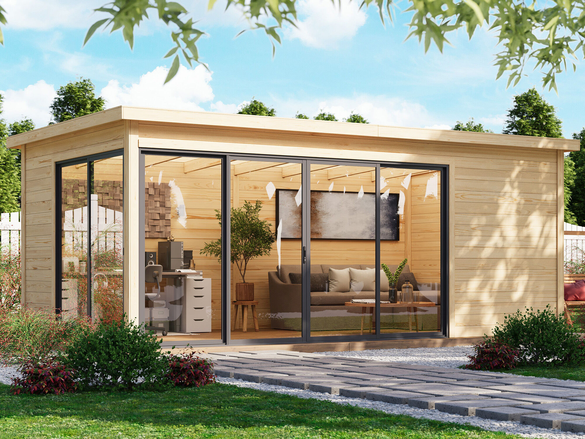 26% Rabatt ! Fjordholz Gartenhütte Modell Office IsoSlide 5 6x3m