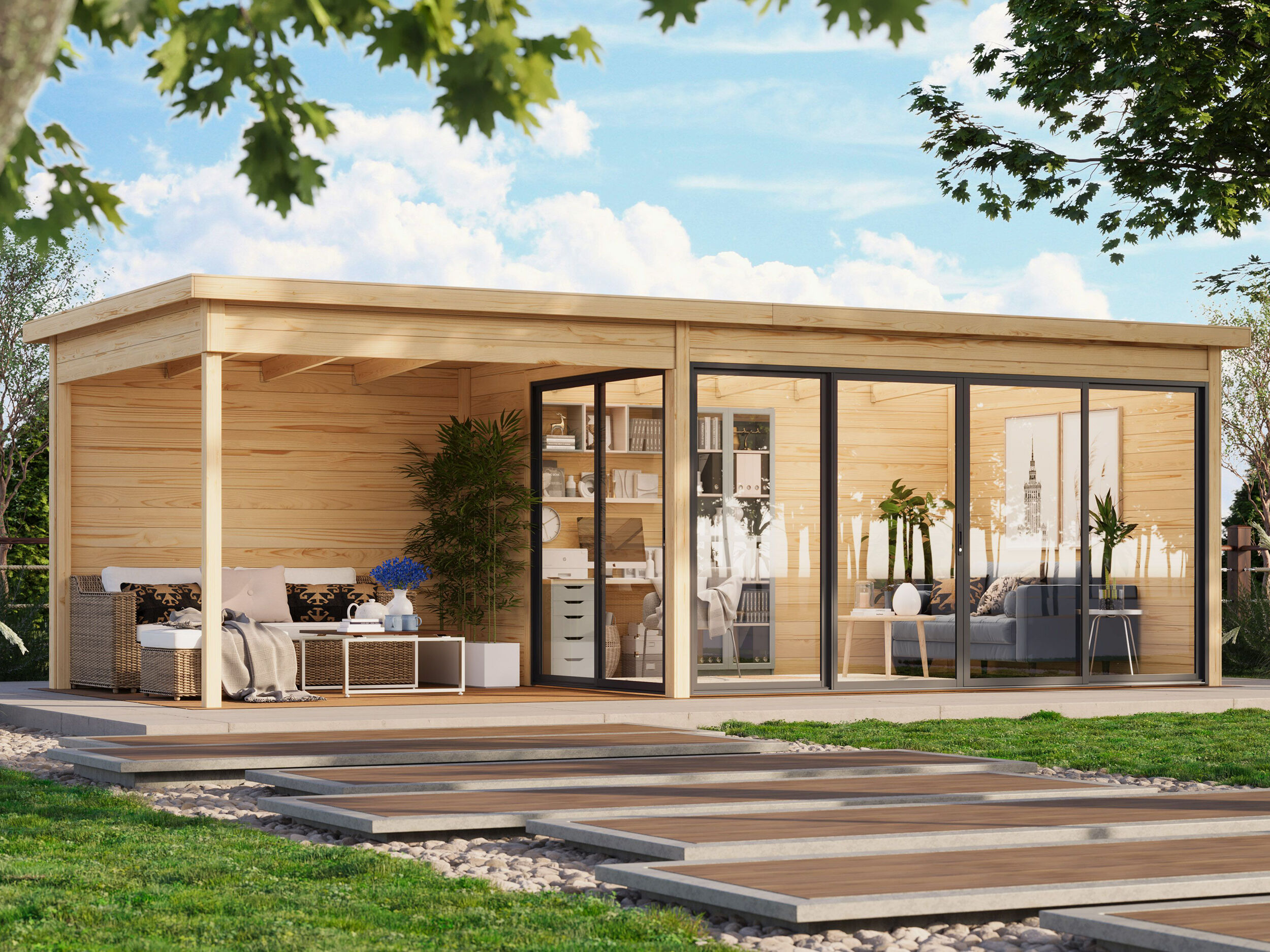 26% Rabatt ! Fjordholz Gartenhütte Modell Office IsoSlide 3 SD 7x3m