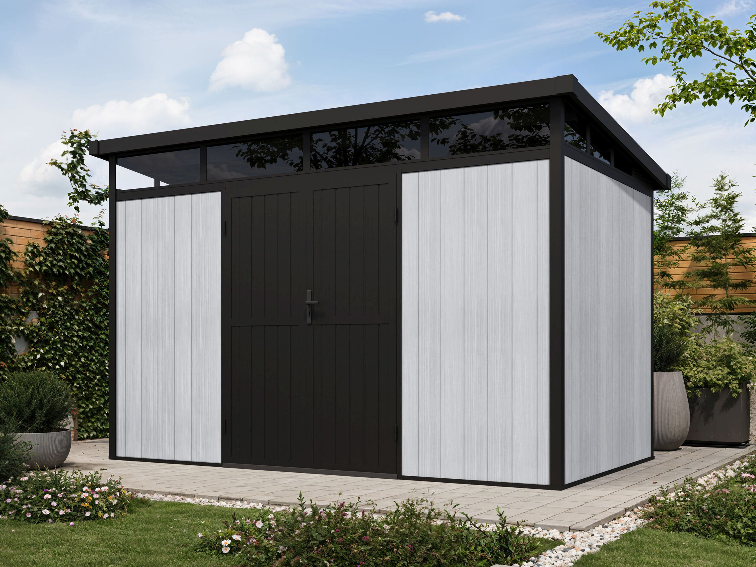 26% Rabatt ! WPC Gartenhaus Modell Skylight Pent 7,40 m²