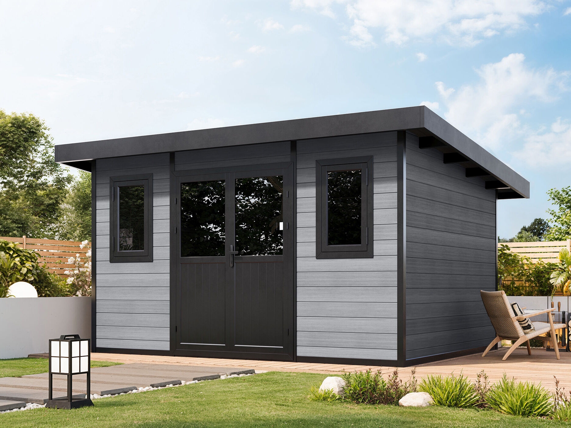 26% Rabatt ! WPC Gartenhaus Modell Duo Color 12 m²