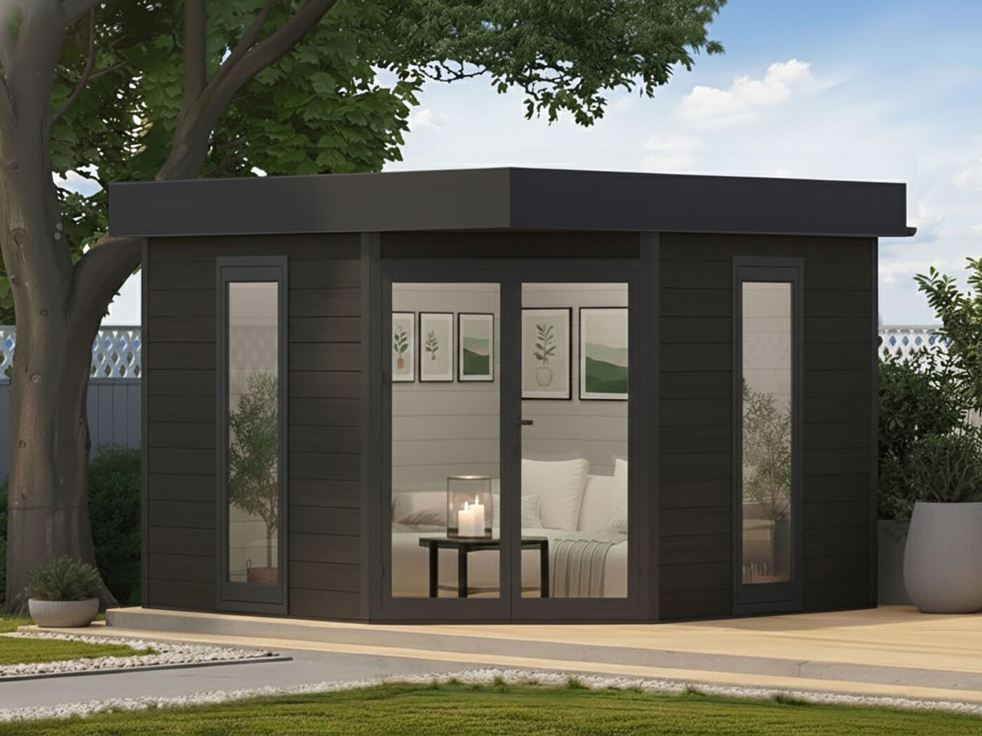 26% Rabatt ! WPC 5-Eck Gartenhaus Modell Style Modern