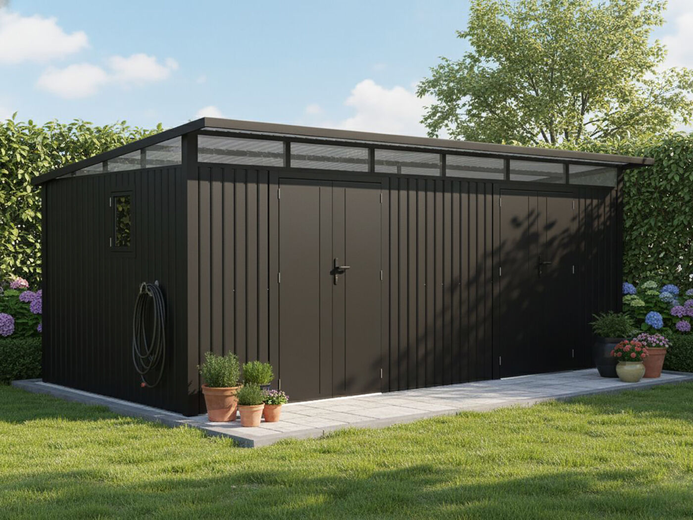 26% Rabatt ! Metall Gerätehaus Modell Skylight 2-Raum  15,18 m² 5x3m