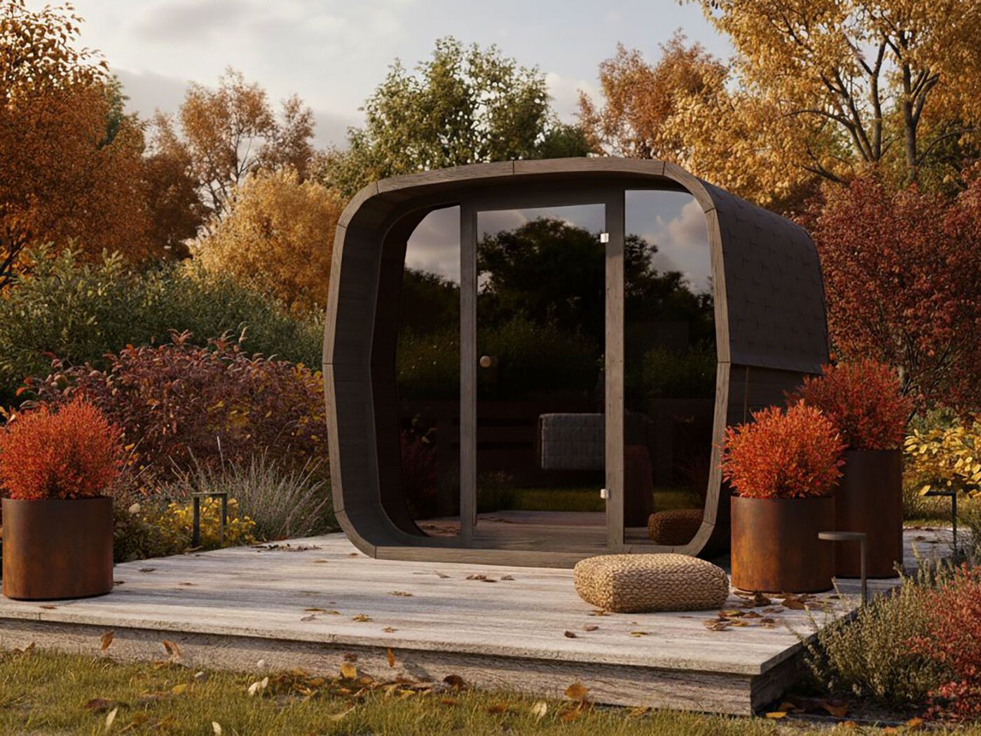 26% Rabatt ! Fjordholz Fass-Sauna Modell Cubus-3 Black Edition