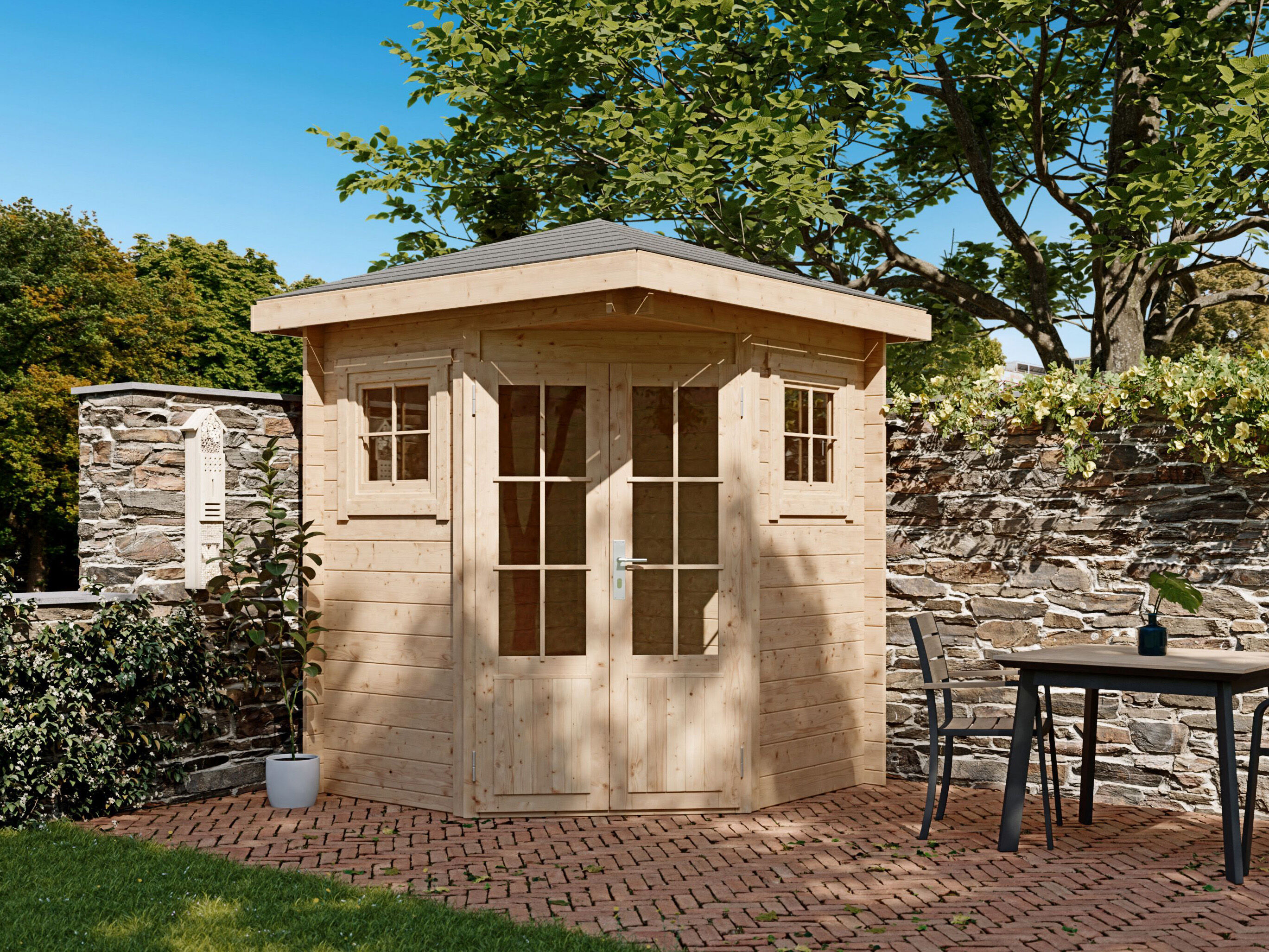 26% Rabatt ! Fjordholz 5-Eck Gartenhaus Modell Evelyn 1A