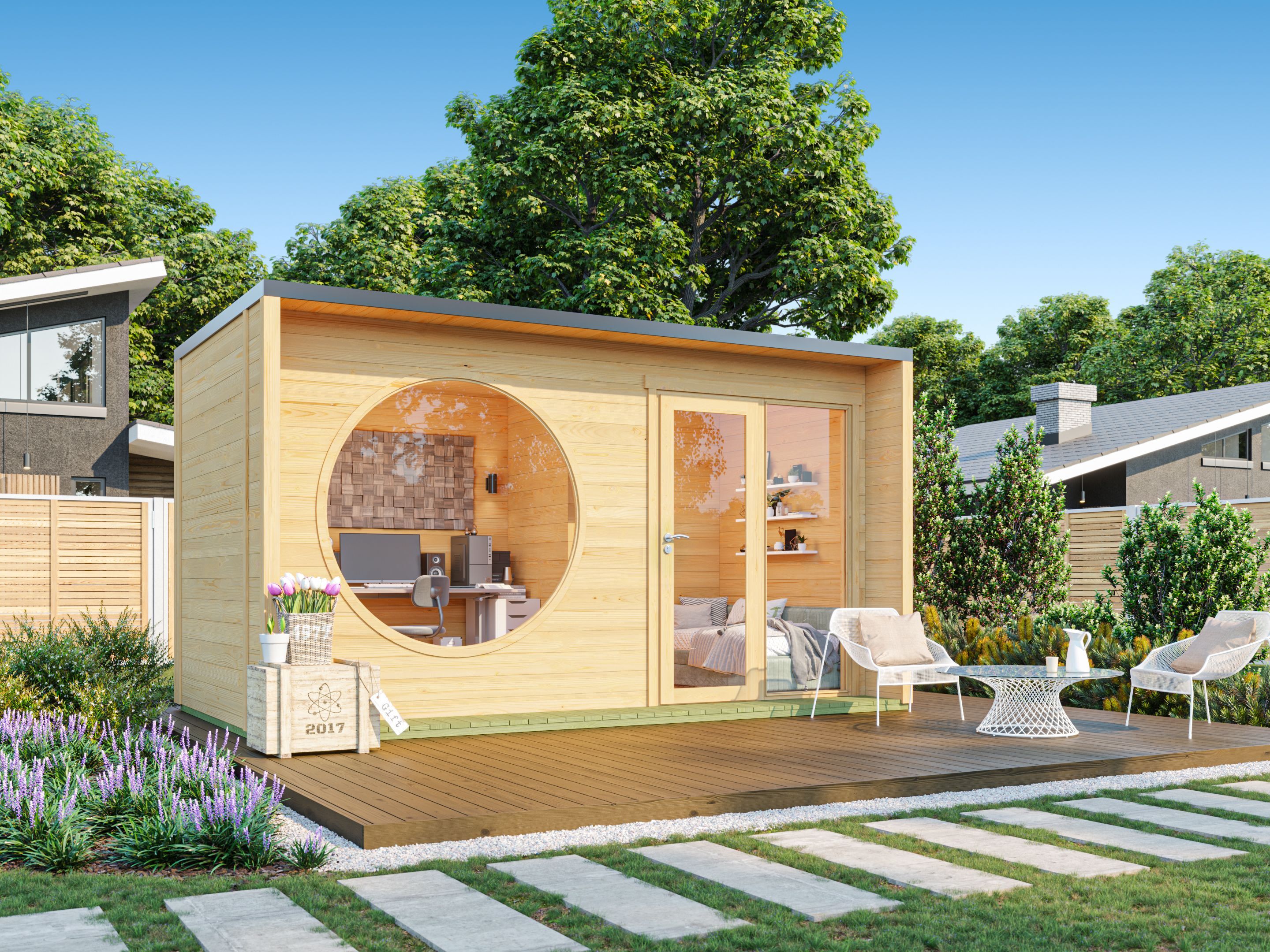 26% Rabatt ! Fjordholz Gartenhütte Modell Office Box Größe M nat 6x4m
