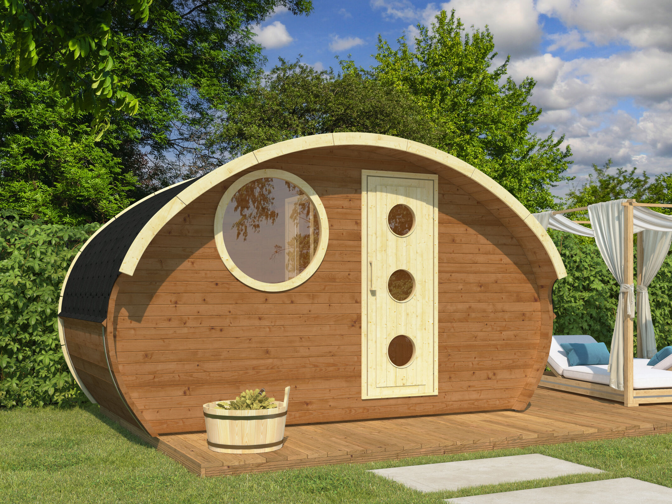 26% Rabatt ! Fjordholz Ovales Saunafass Modell Frodo Family