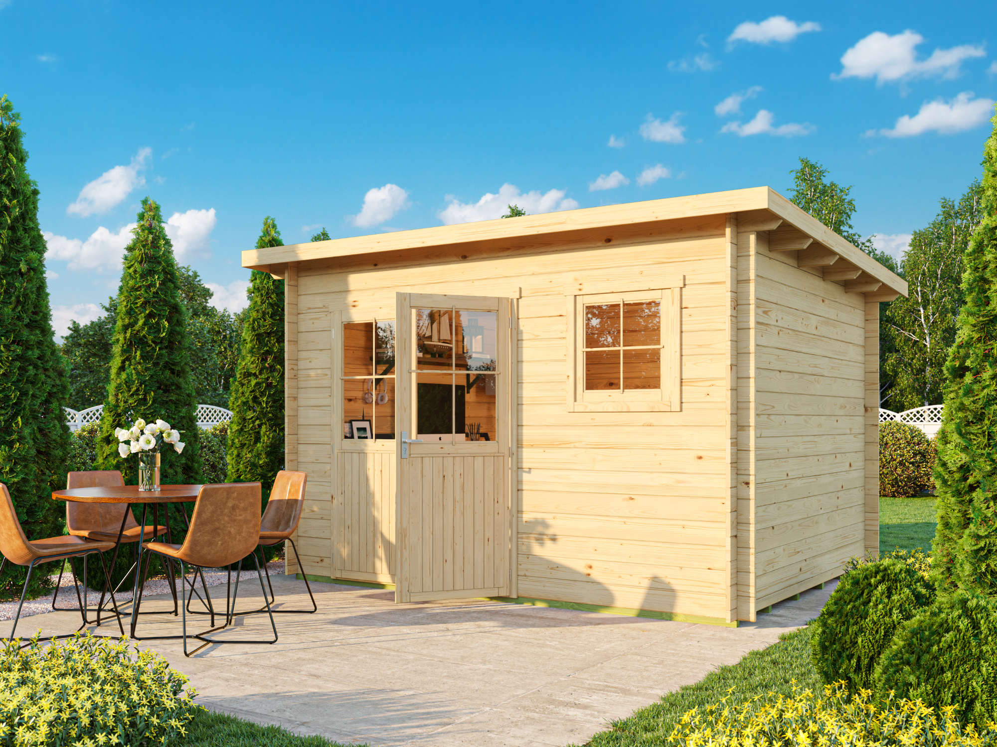 26% Rabatt ! Fjordholz Pultdach Gartenhaus Modell Ezra 4F