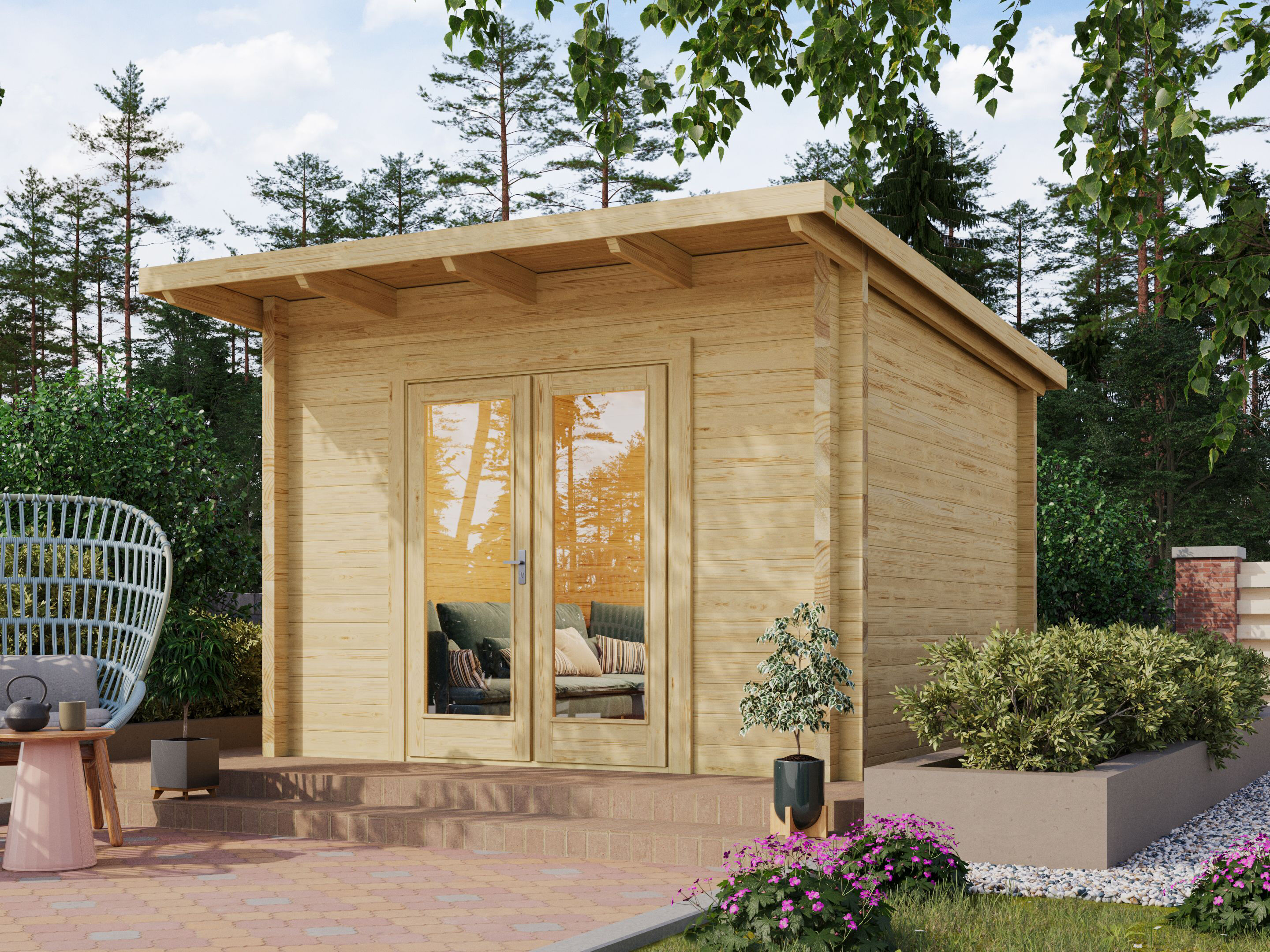 26% Rabatt ! Fjordholz Gartenhütte Modell Berlin 70 A Modern 3x3m
