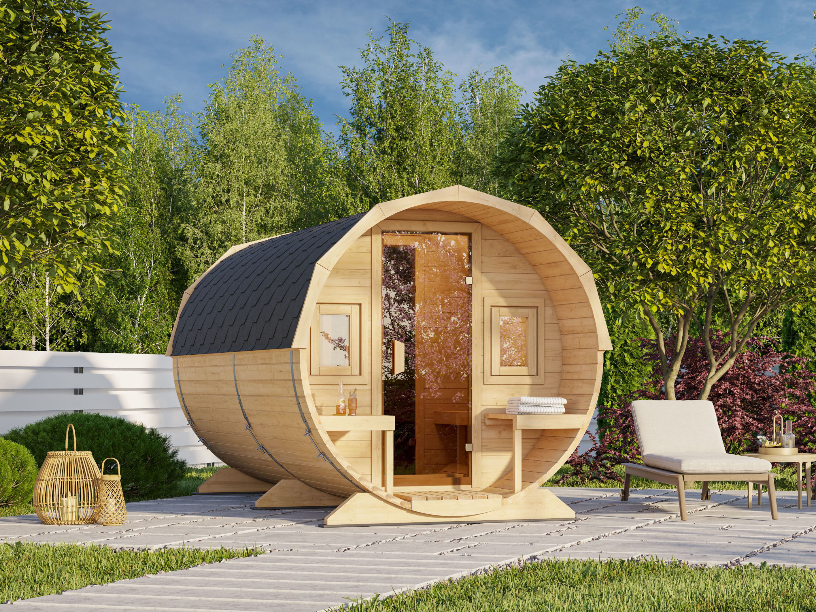 26% Rabatt ! Fjordholz Fass-Sauna Modell Alvin