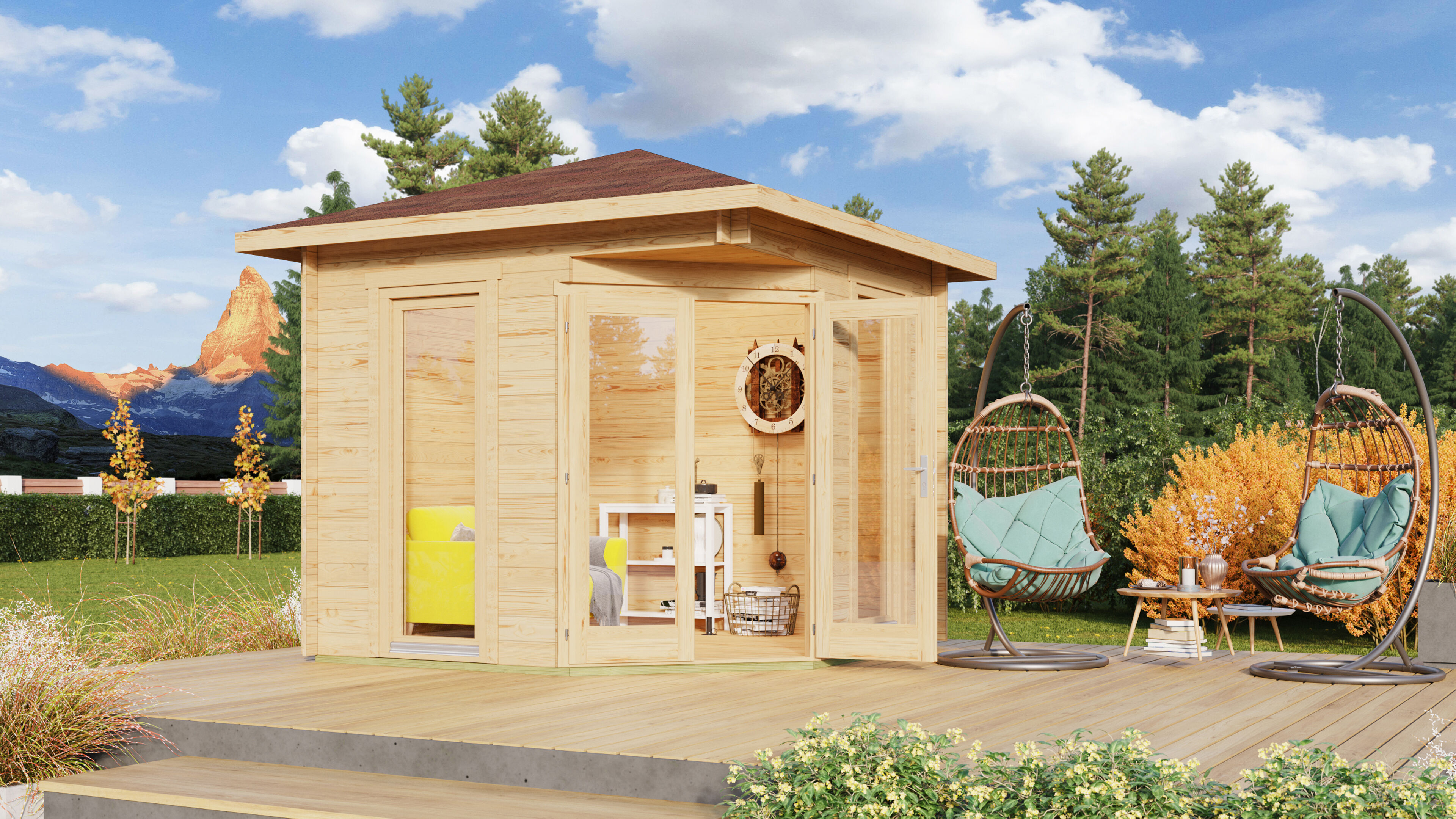 26% Rabatt ! Fjordholz Gartenhütte Modell Nelly 44 D 5x4m