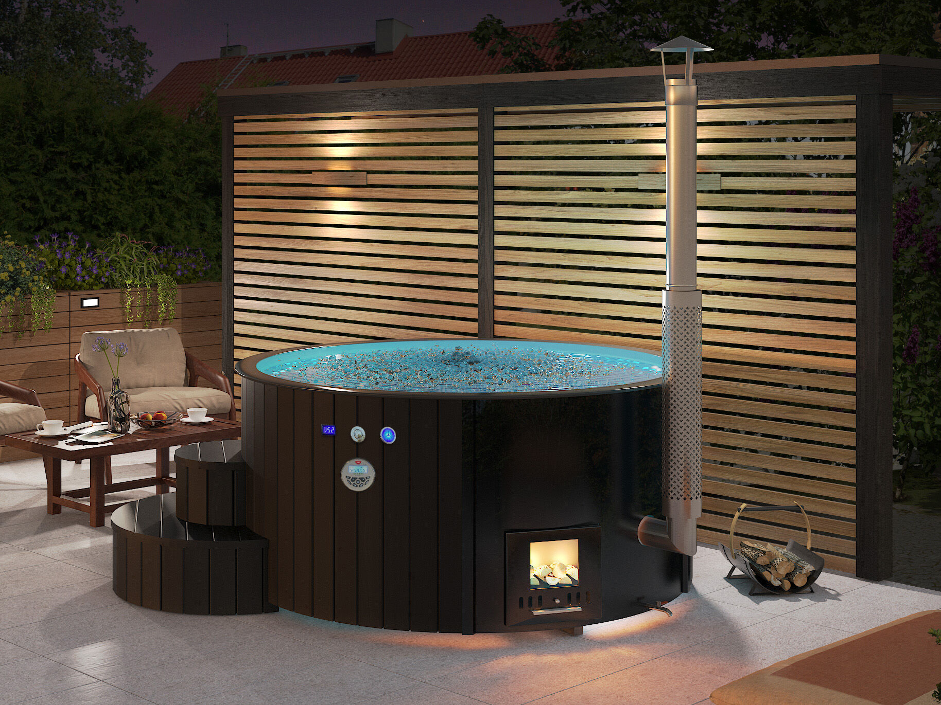 26% Rabatt ! Fjordholz Hot Tub DeLux 200 Black Series