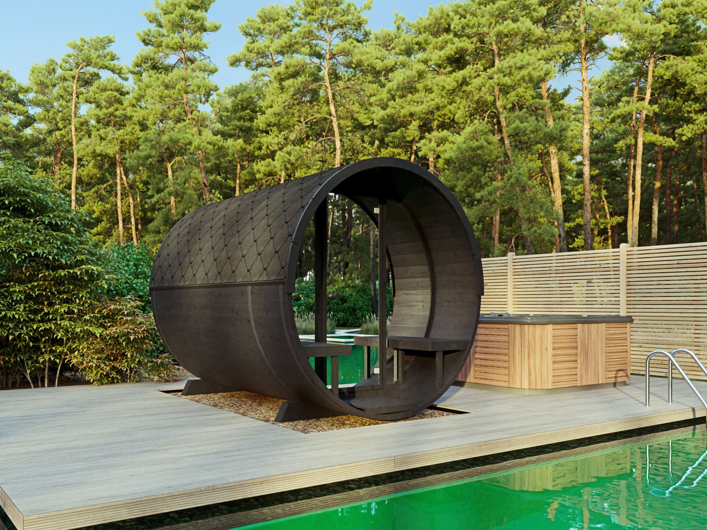 26% Rabatt ! Fjordholz Fass-Sauna Modell Black Series 280