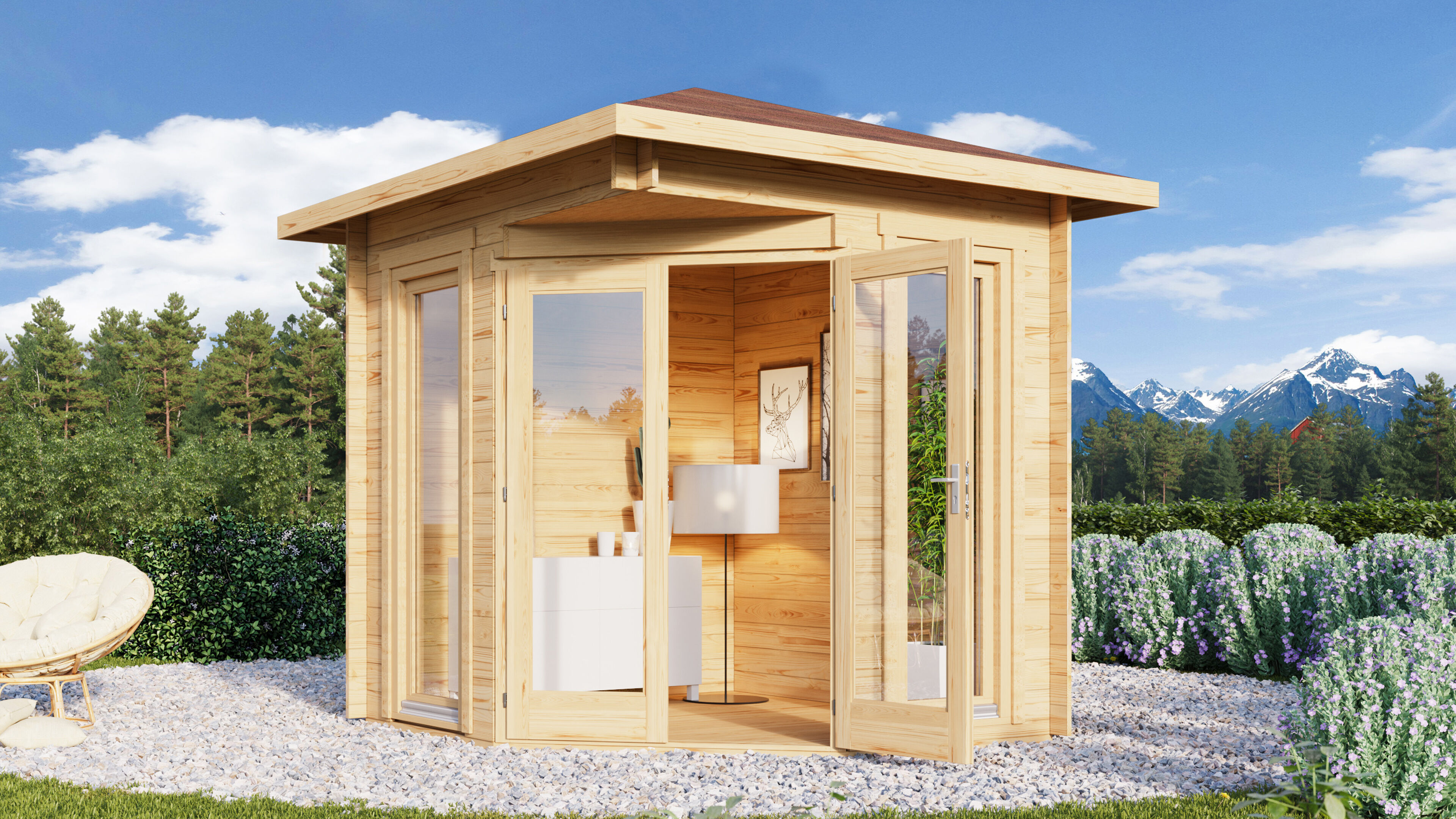 26% Rabatt ! Fjordholz Gartenhütte Modell Nina 44 D 3x3m
