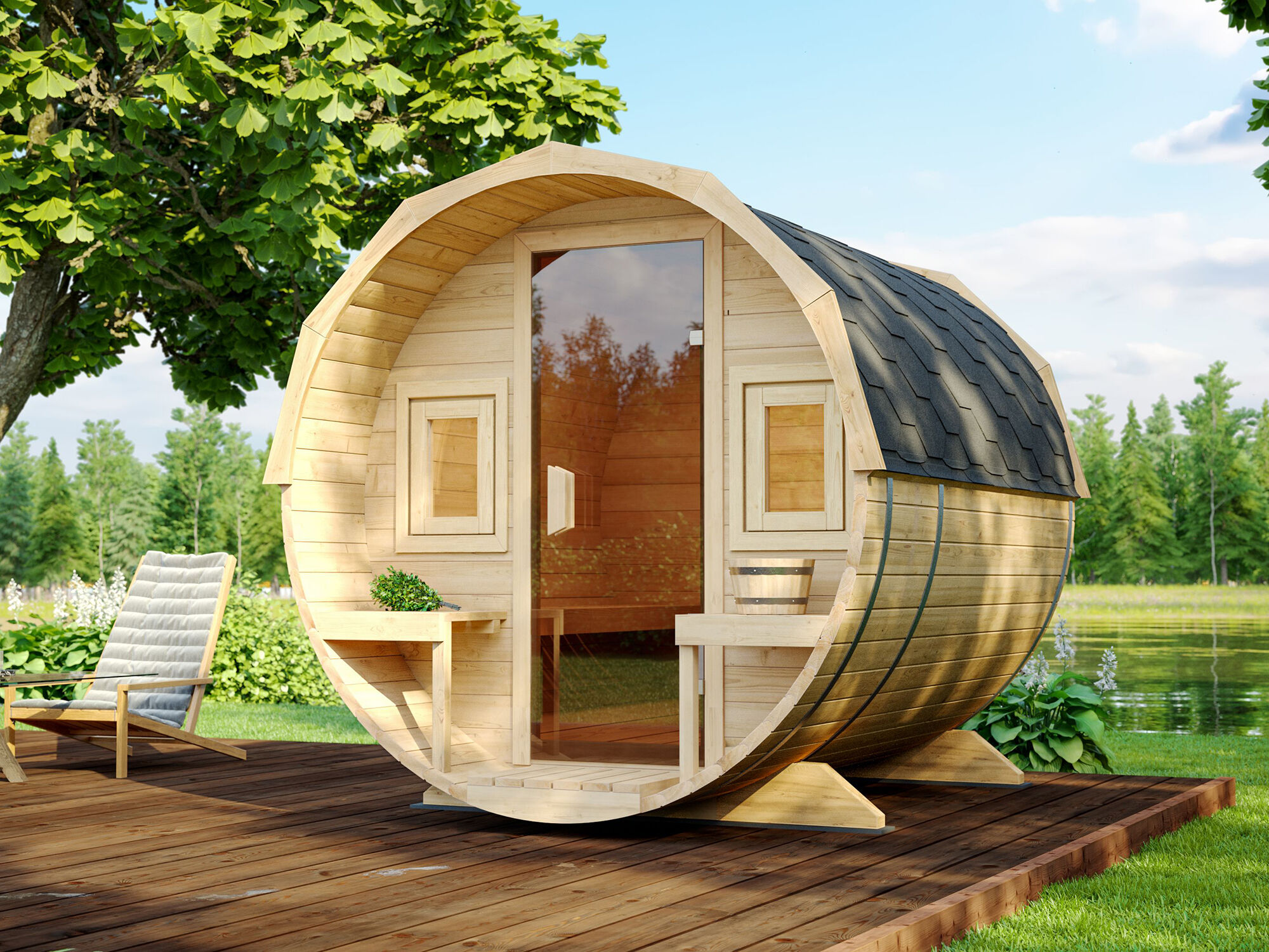 26% Rabatt ! Fjordholz Fass-Sauna Modell Lauri