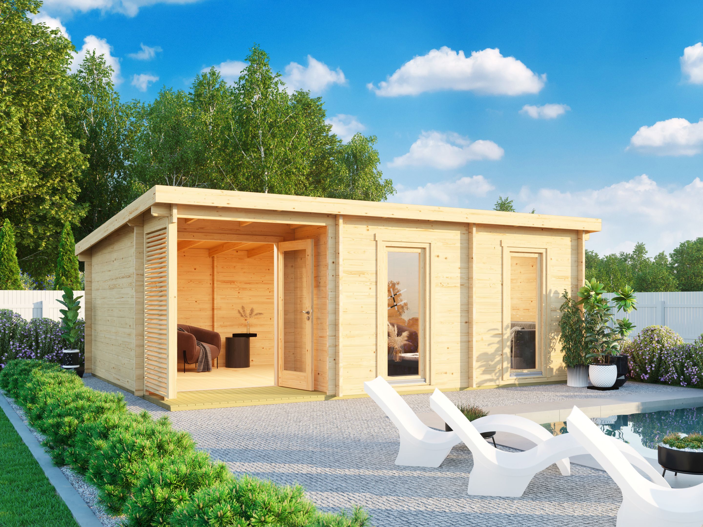 26% Rabatt ! Fjordholz Pultdach Gartenhütte Modell Marianne 44 B 5x4m