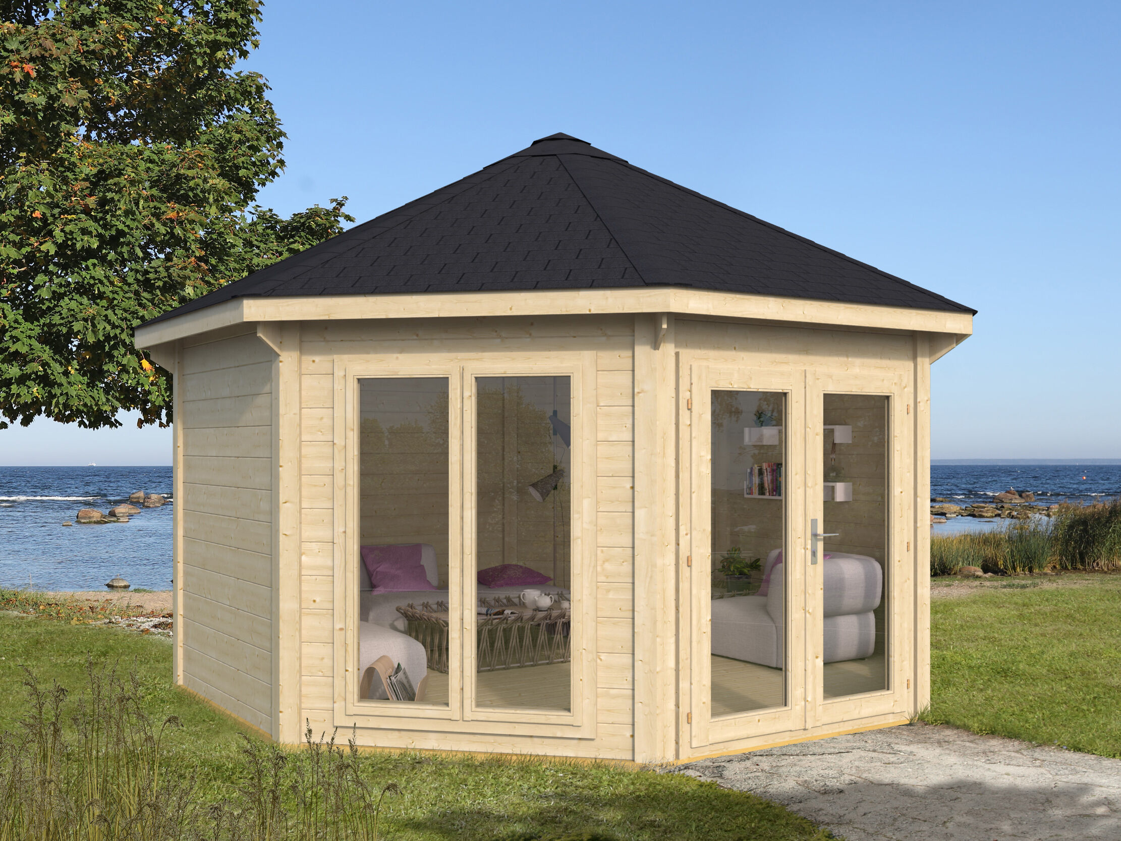 26% Rabatt ! Gartenpavillon Modell Modern 17 m² mit 2 Fenstern