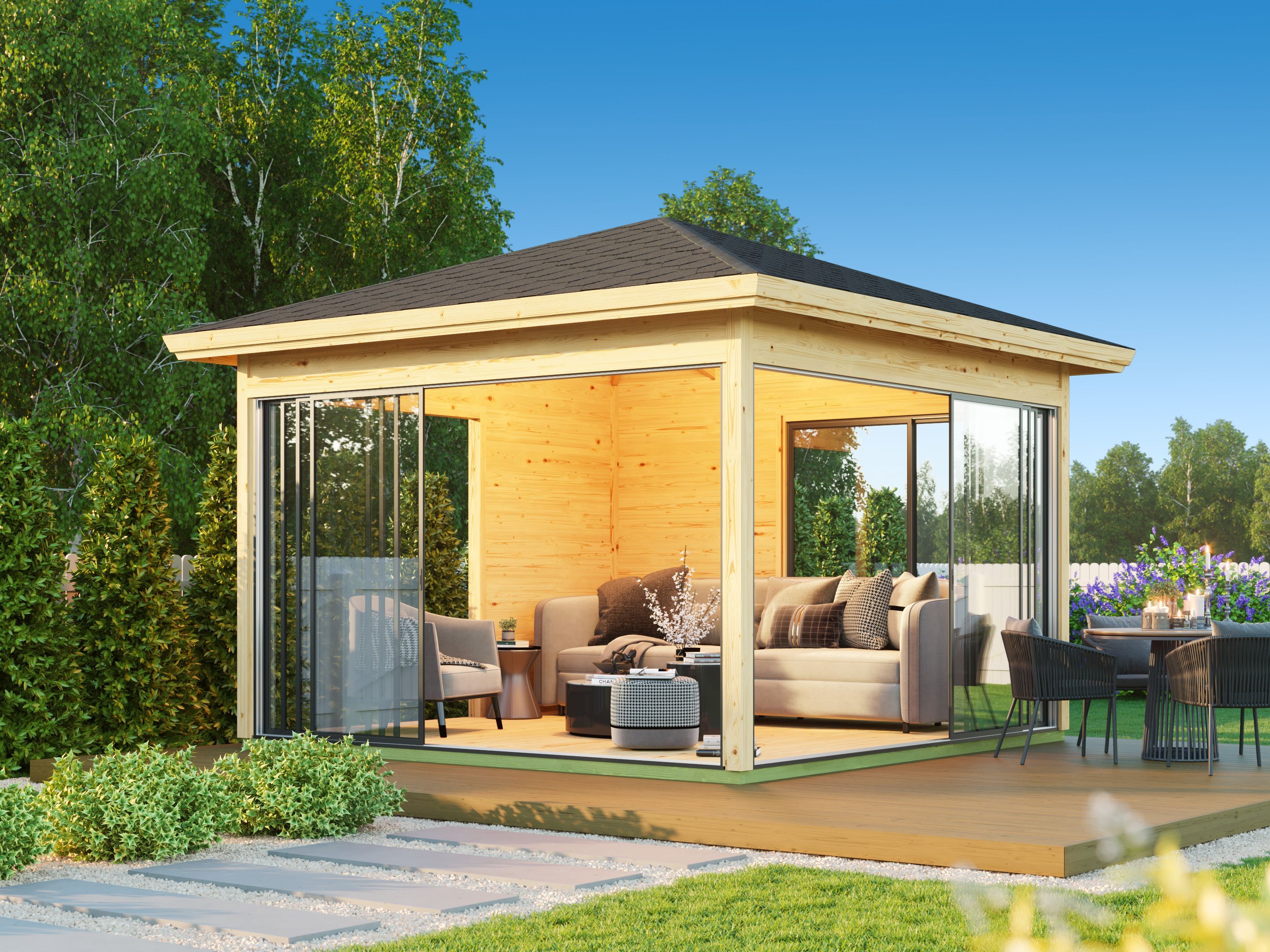 26% Rabatt ! Fjordholz Glaspavillon Modell Alu 44 F