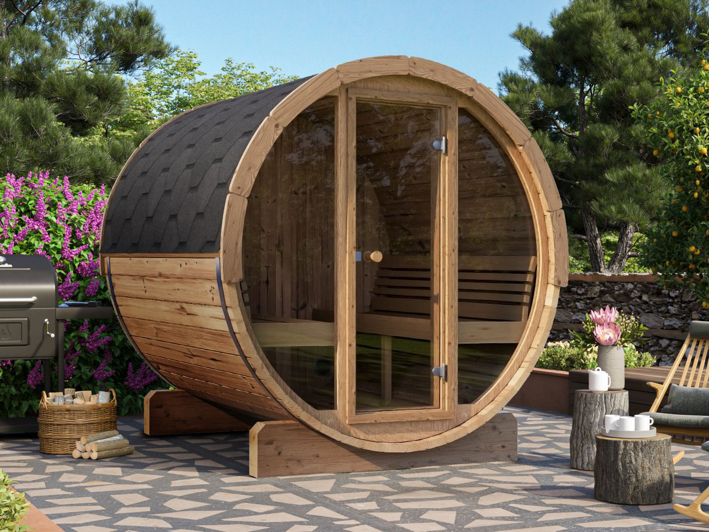 26% Rabatt ! Fjordholz Fass-Sauna Modell Ergonomic 180 mit Voll