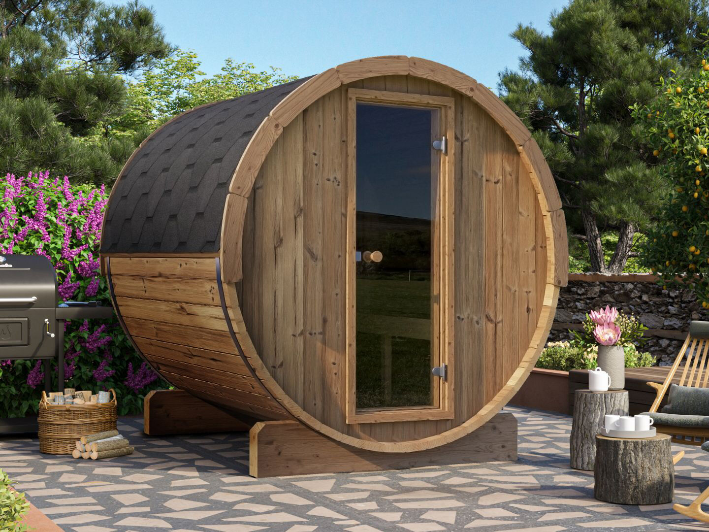 26% Rabatt ! Fjordholz Fass-Sauna Modell Ergonomic 180