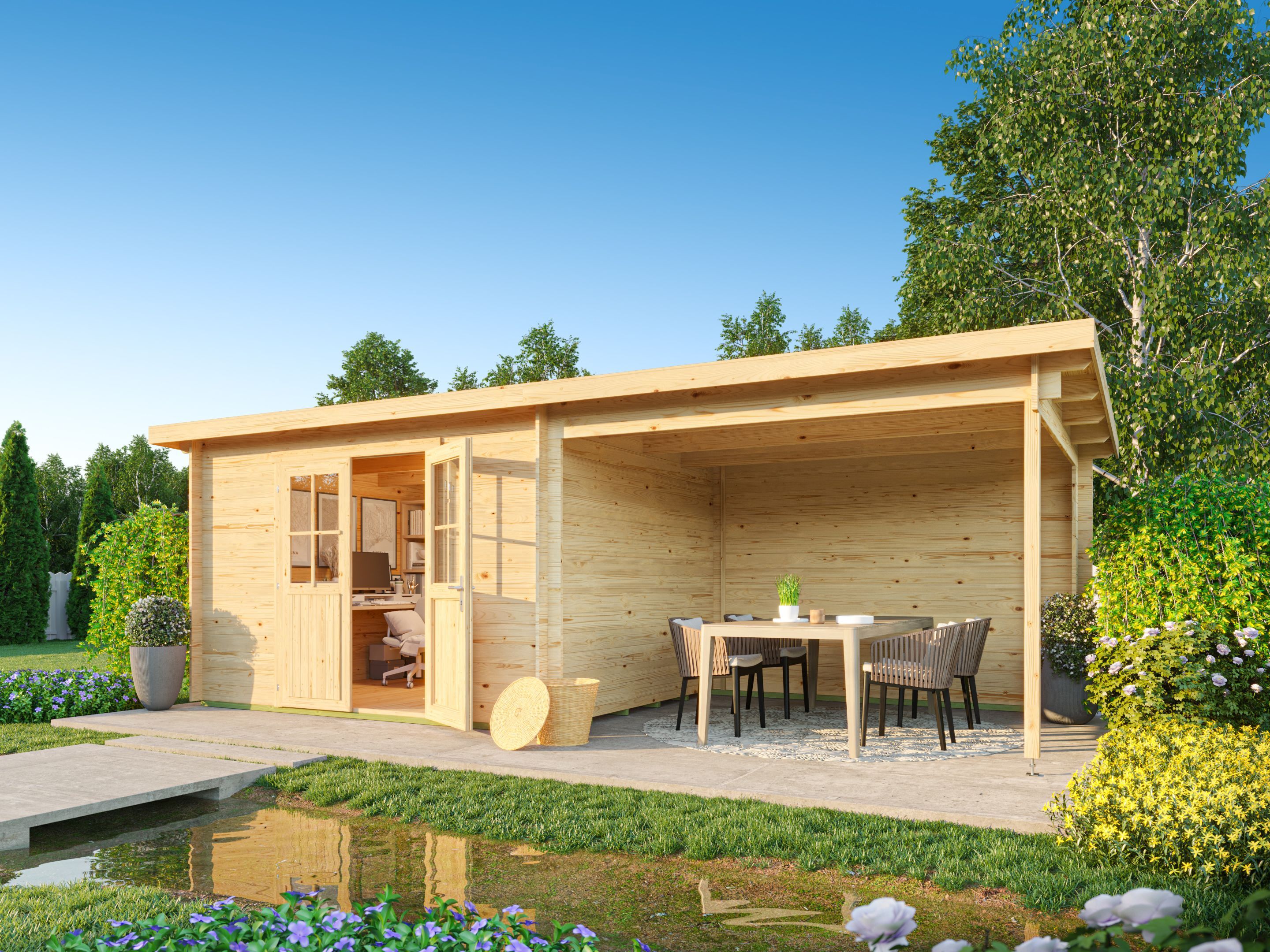 26% Rabatt ! Fjordholz Pultdach Gartenhaus Modell Ezra 4J