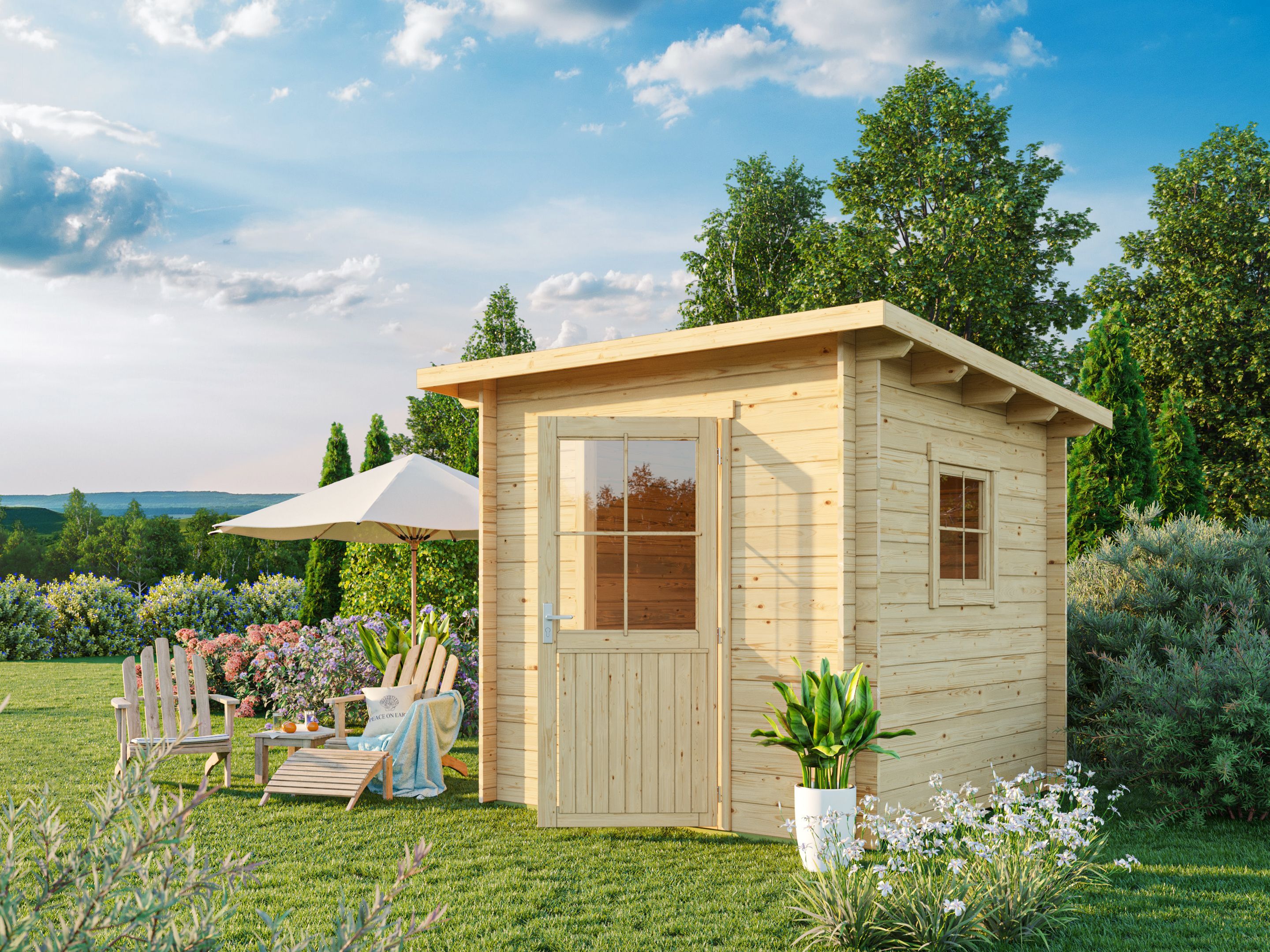 26% Rabatt ! Fjordholz Pultdach Gartenhaus Modell Ezra 1C