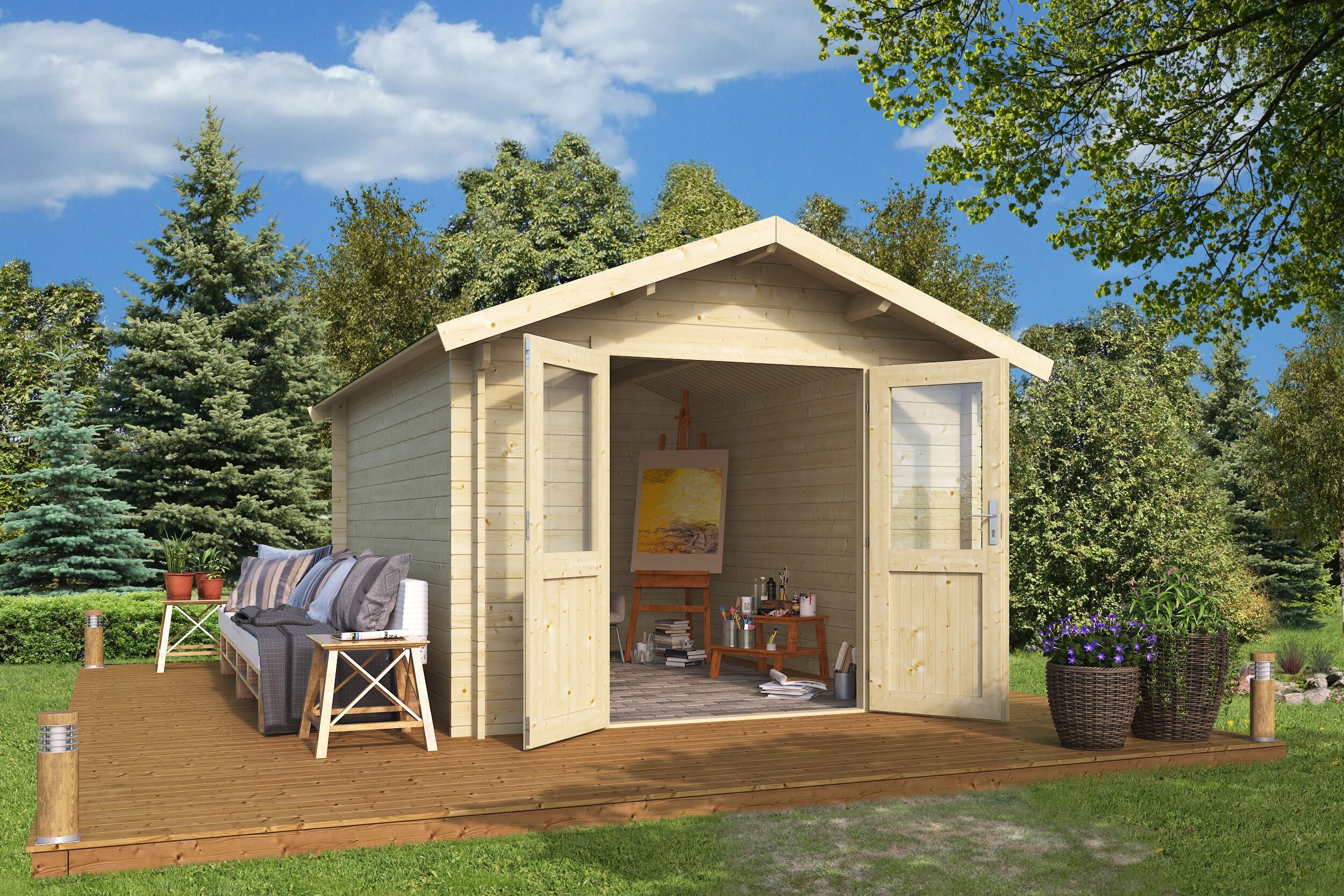 26% Rabatt ! Fjordholz Satteldach Gartenhütte Modell Leipzig 44 4x3m