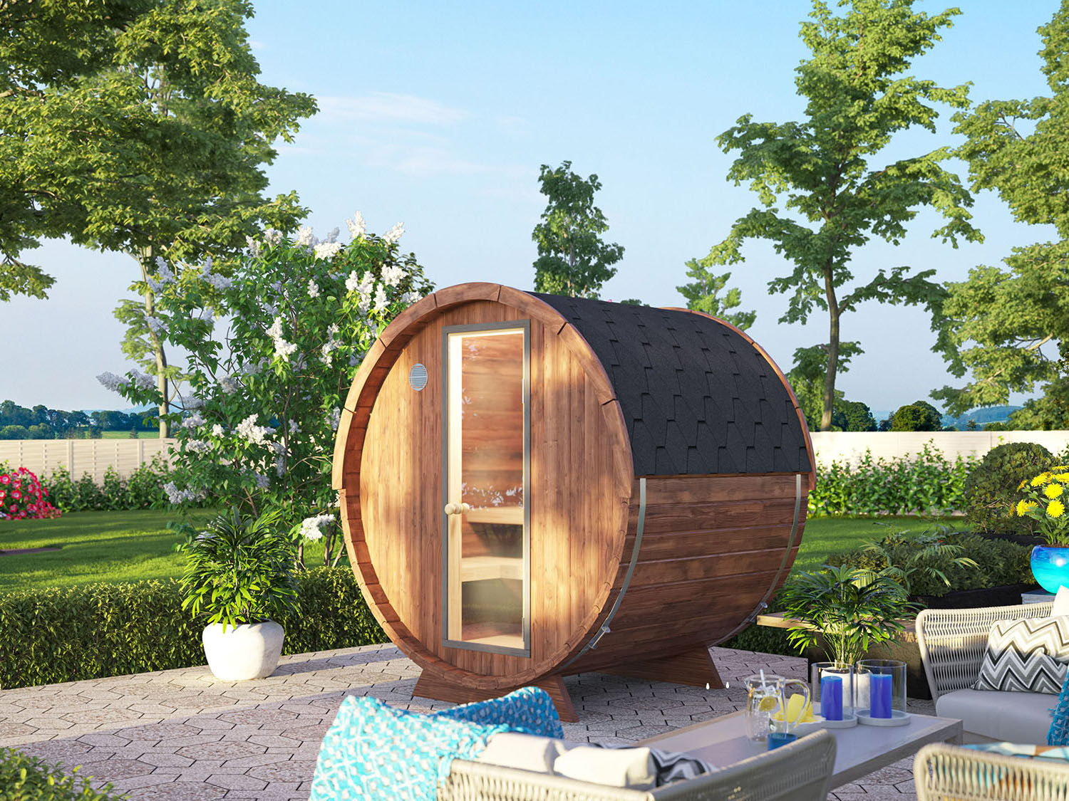 26% Rabatt ! Fjordholz Fass-Sauna Modell Leo Classic